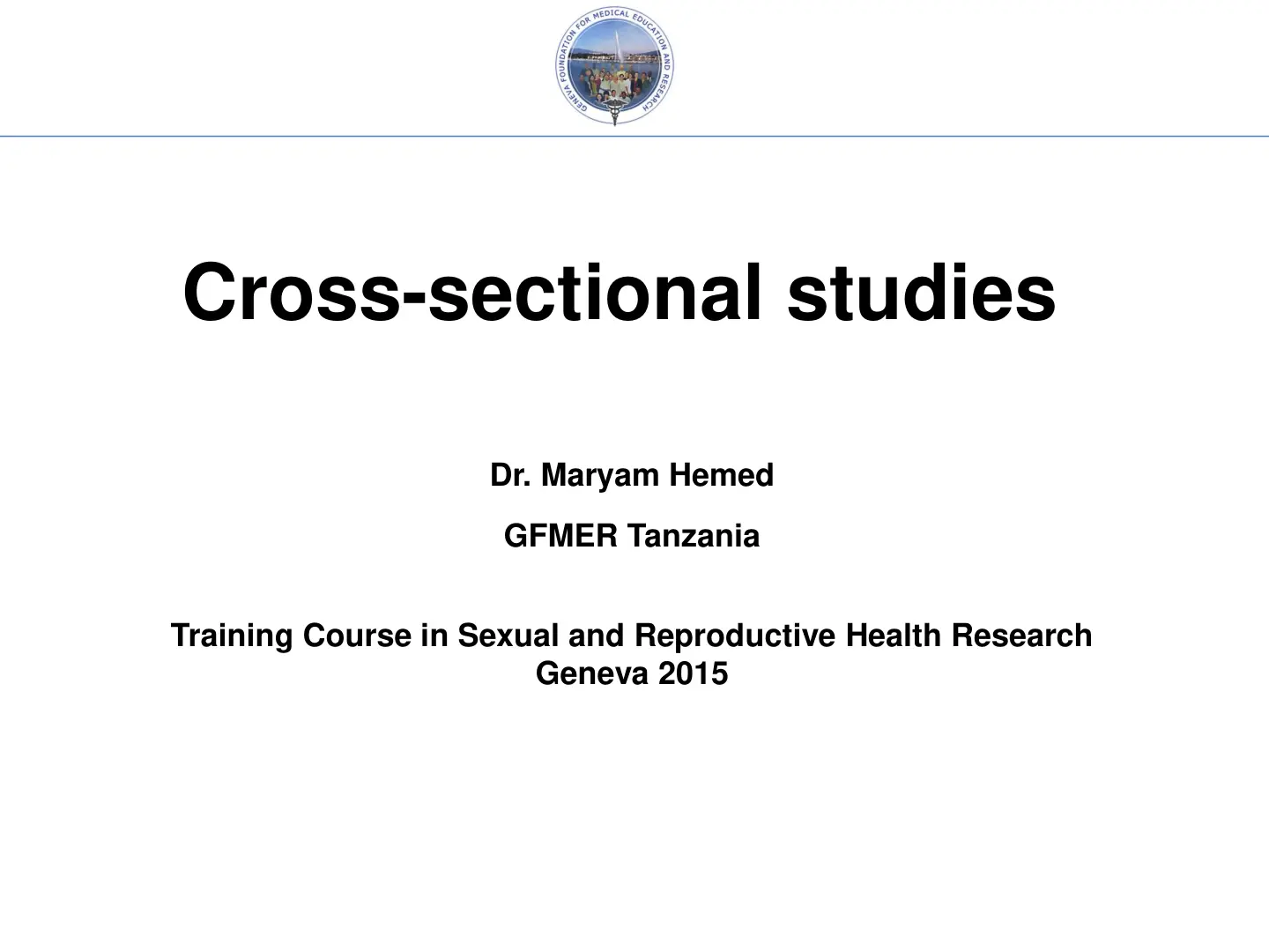غلاف تقرير Cross-sectional studies