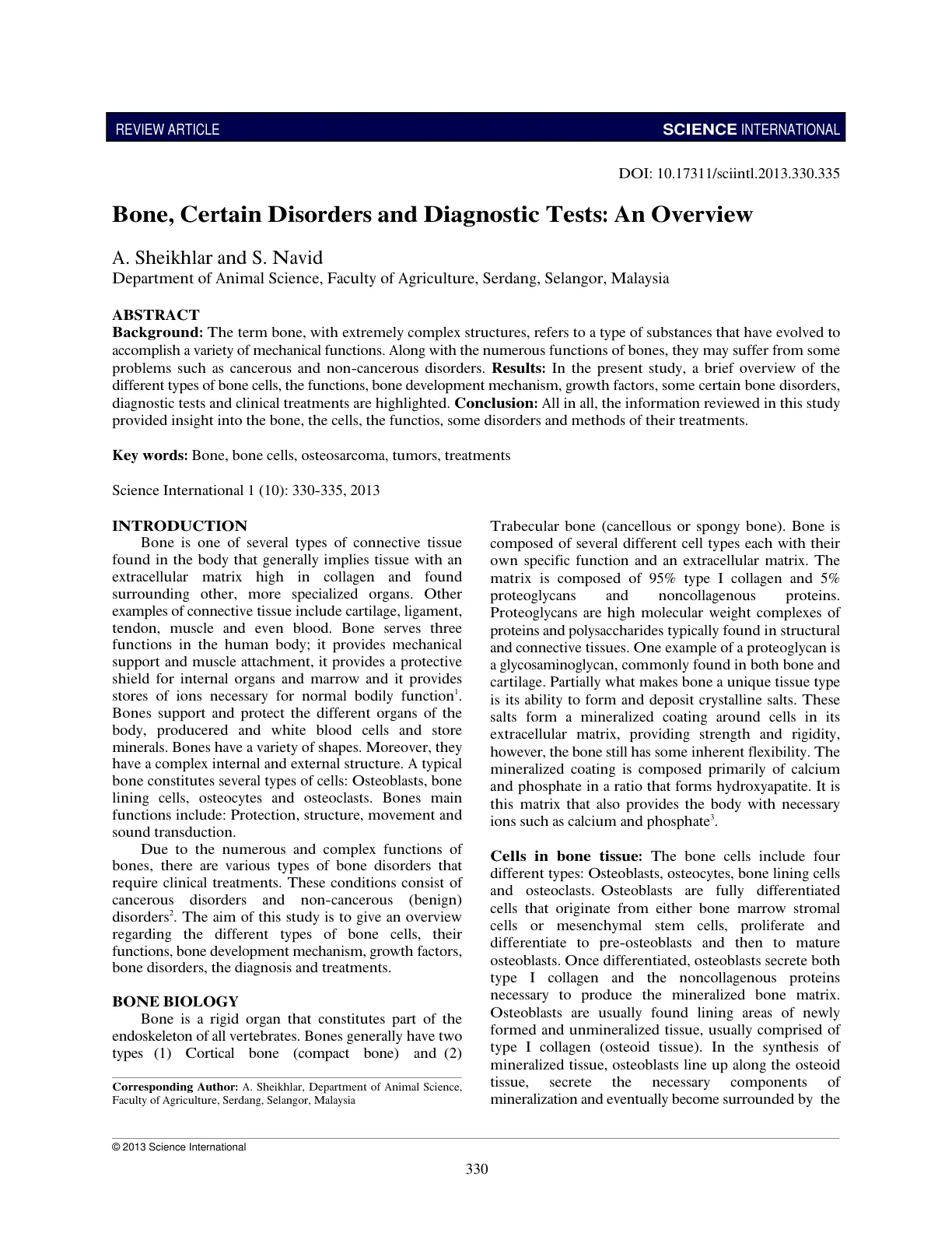 غلاف تقرير Bone, Certain Disorders and Diagnostic Tests: An Overview