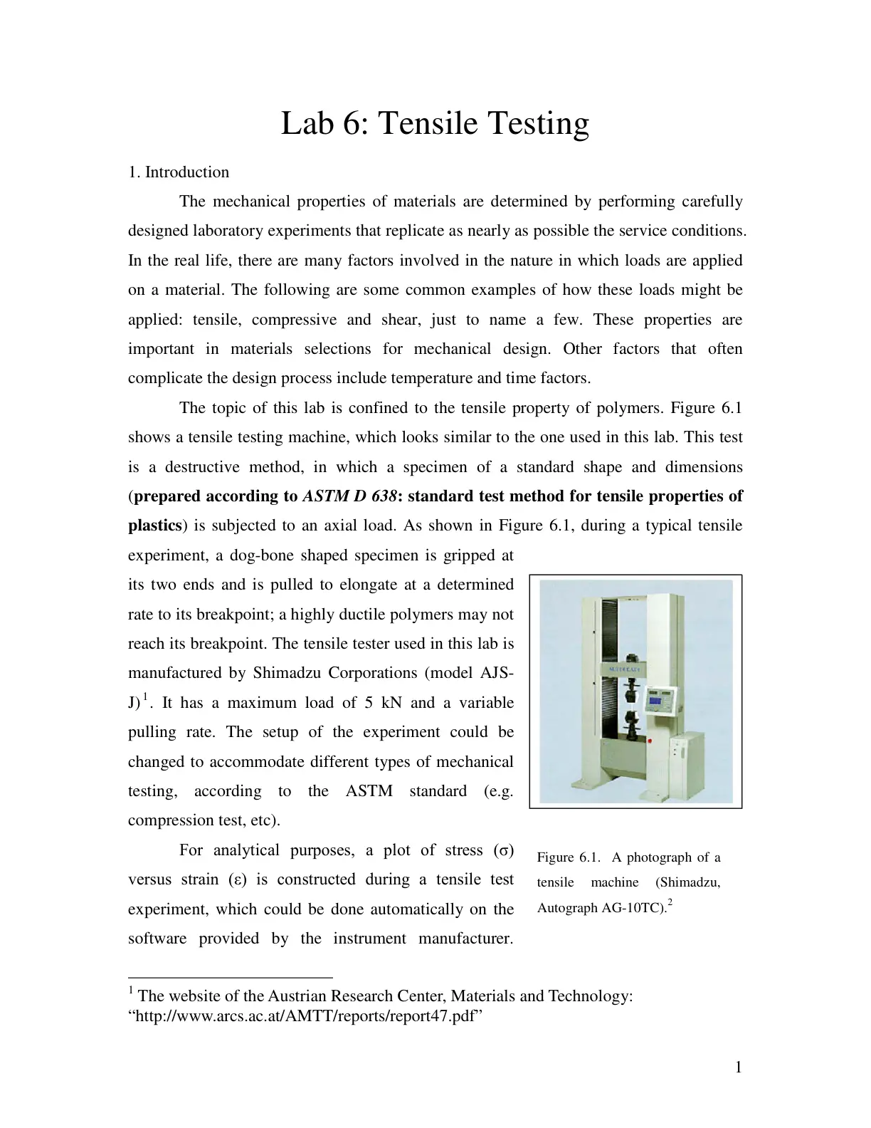 غلاف تقرير Lab 6: Tensile Testing