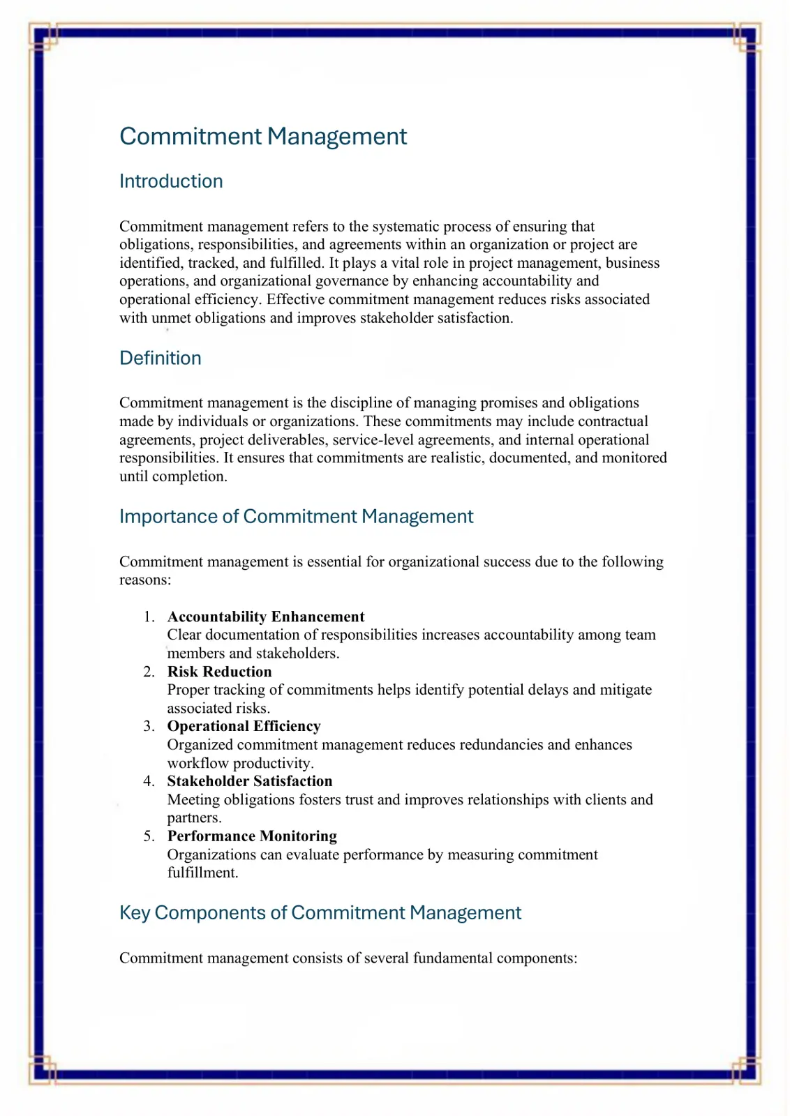 غلاف تقرير Commitment Management