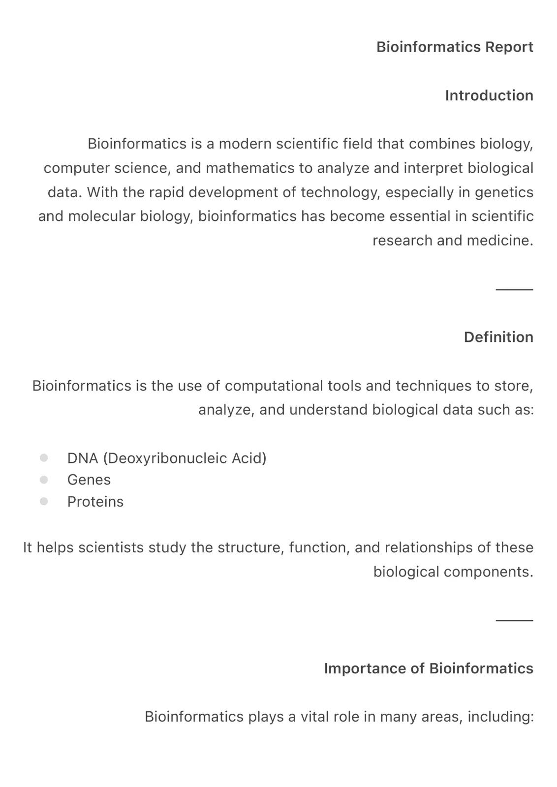 غلاف تقرير Bioinformatics Report