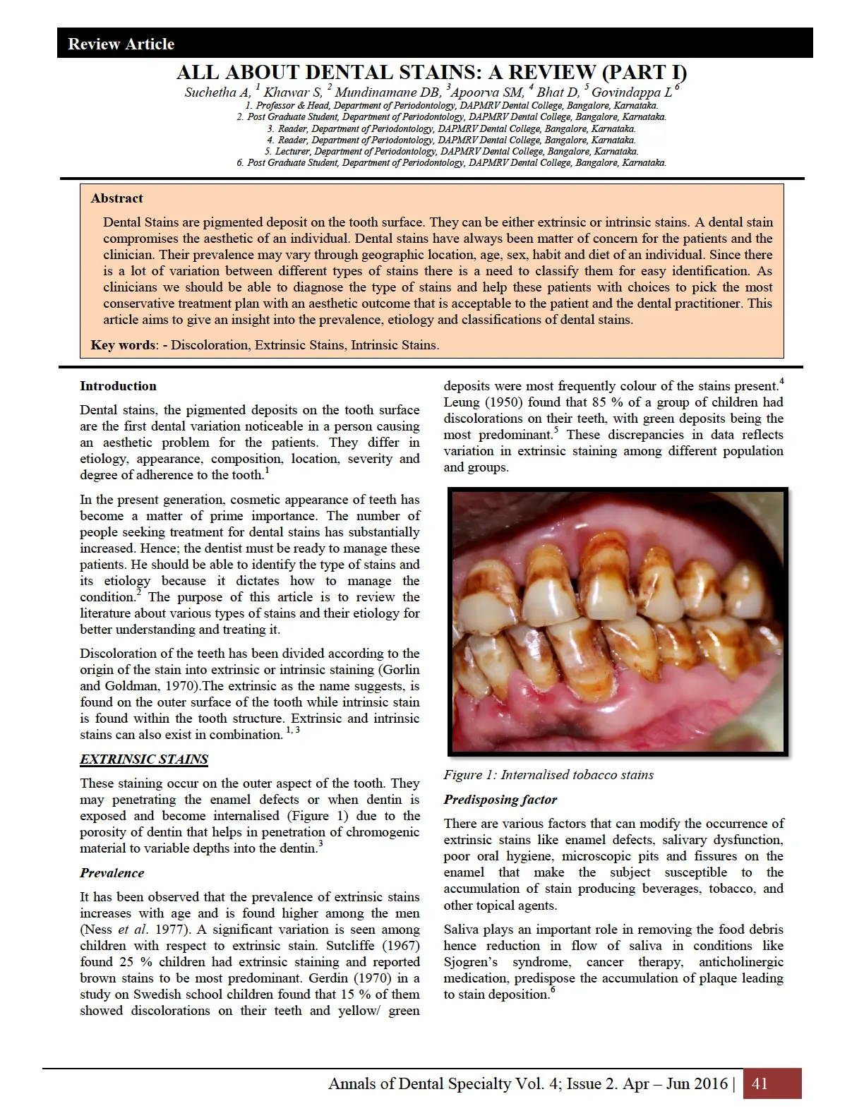 غلاف تقرير ALL ABOUT DENTAL STAINS: A REVIEW (PART I)