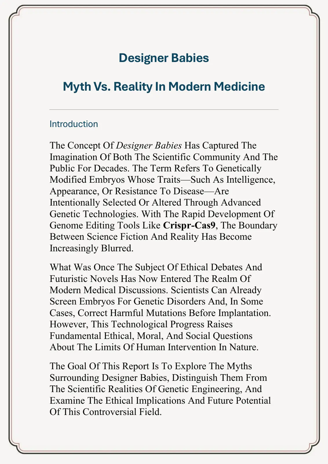 غلاف تقرير Designer Babies: Myth Vs. Reality In Modern Medicine