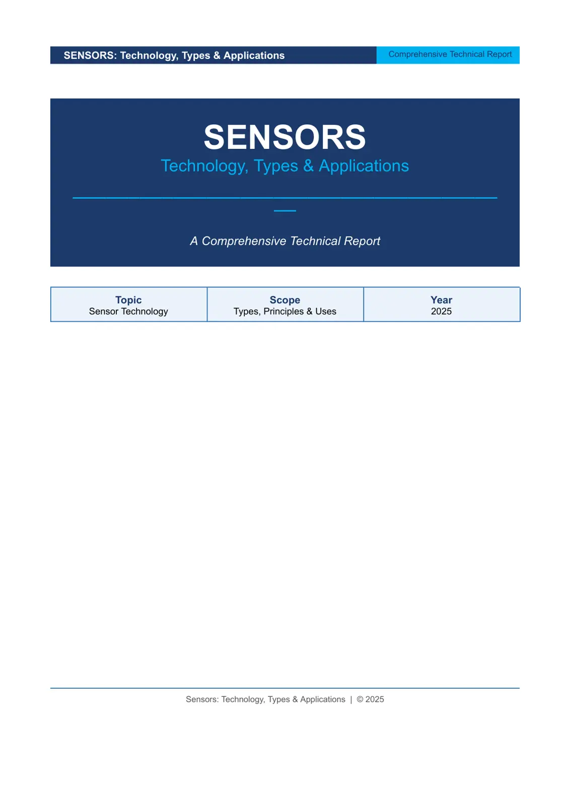 غلاف تقرير SENSORS: Technology, Types & Applications