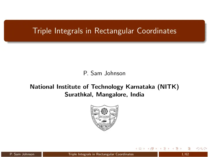 غلاف تقرير Triple Integrals in Rectangular Coordinates