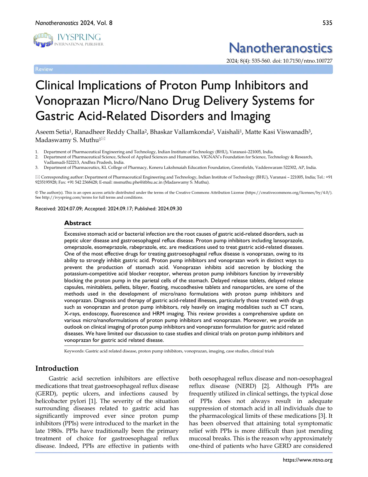 غلاف تقرير Clinical Implications of Proton Pump Inhibitors and Vonoprazan Micro/Nano Drug Delivery Systems for Gastric Acid-Related Disorders and Imaging