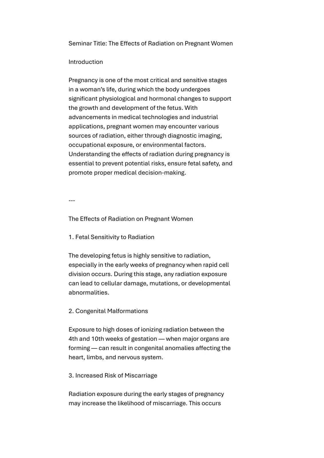 غلاف تقرير The Effects of Radiation on Pregnant Women