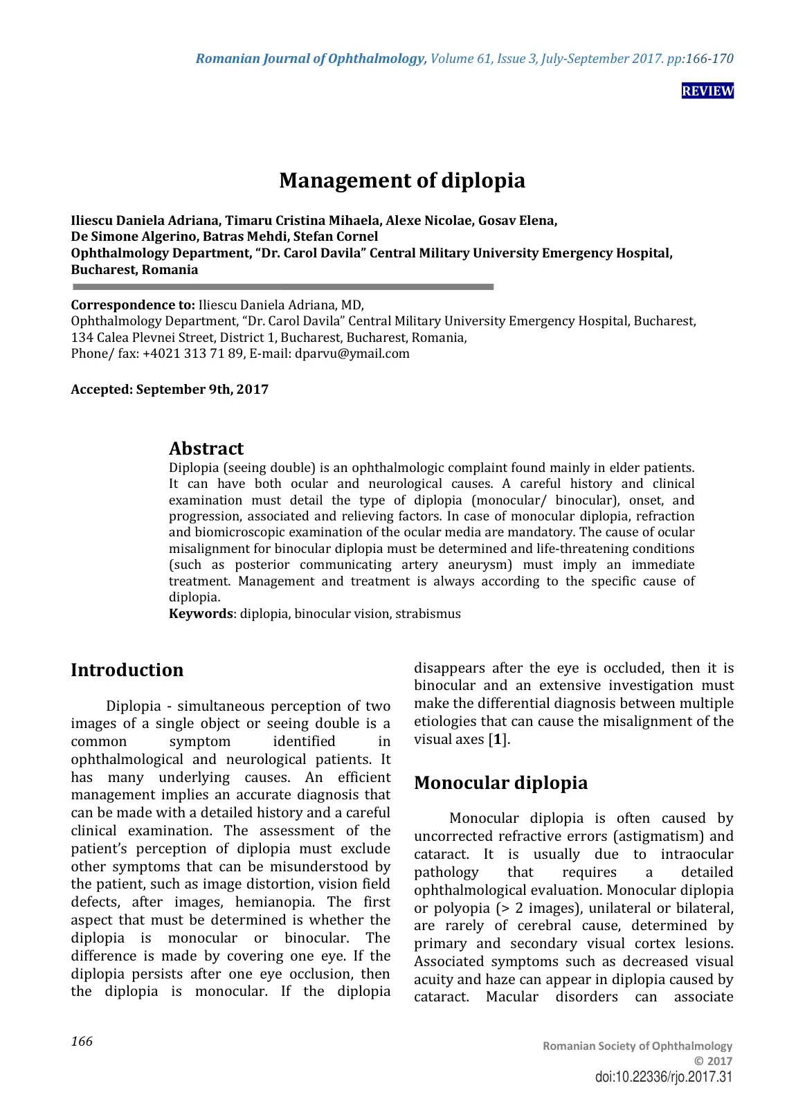 غلاف تقرير Management of diplopia