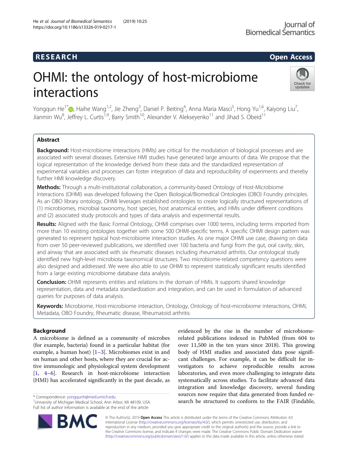 غلاف تقرير OHMI: the ontology of host-microbiome interactions