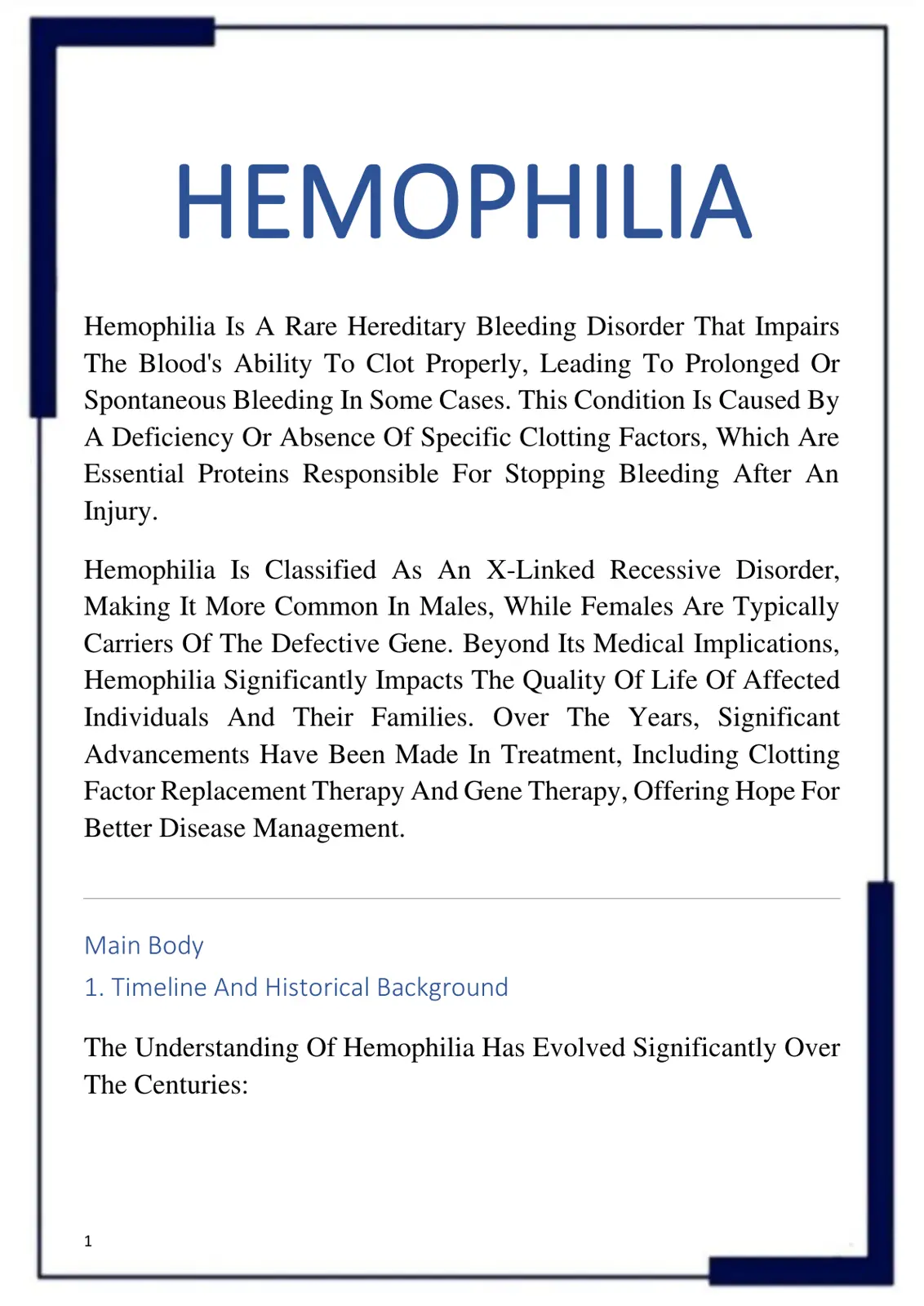 غلاف تقرير HEMOPHILIA