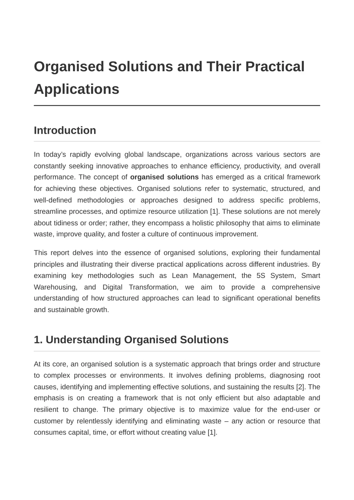 غلاف تقرير Organised Solutions and Their Practical Applications
