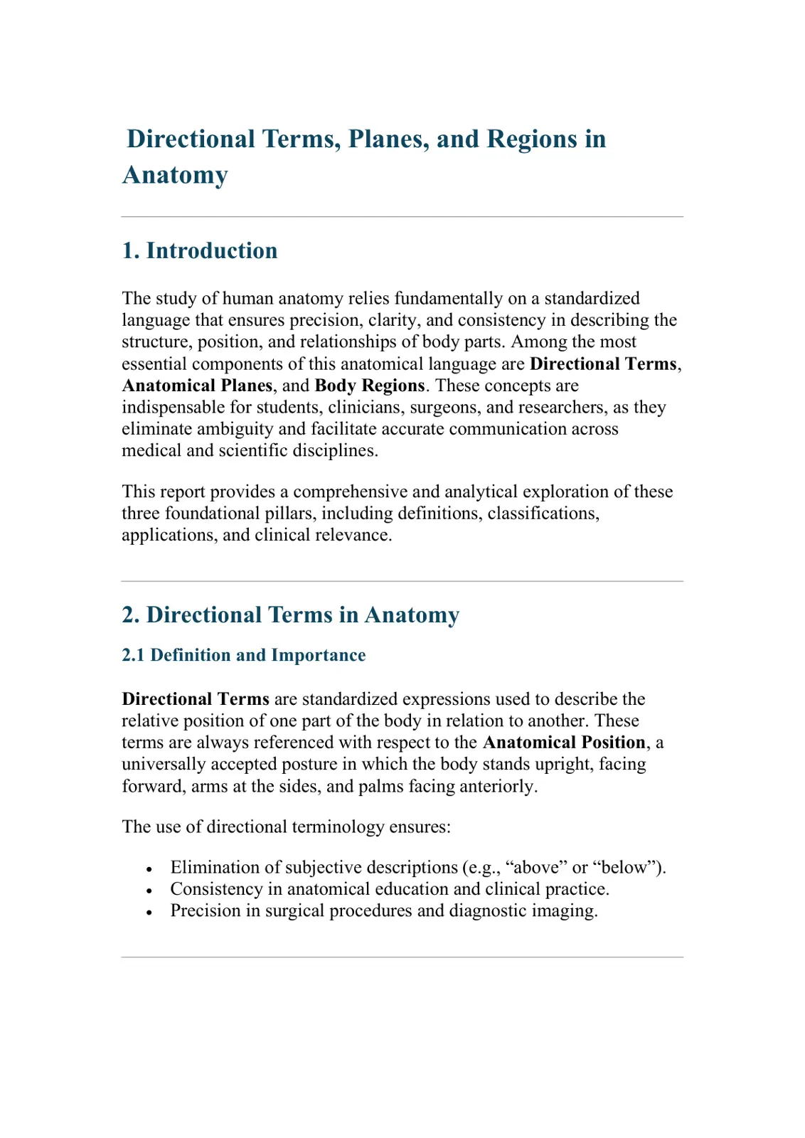 غلاف تقرير Directional Terms, Planes, and Regions in Anatomy