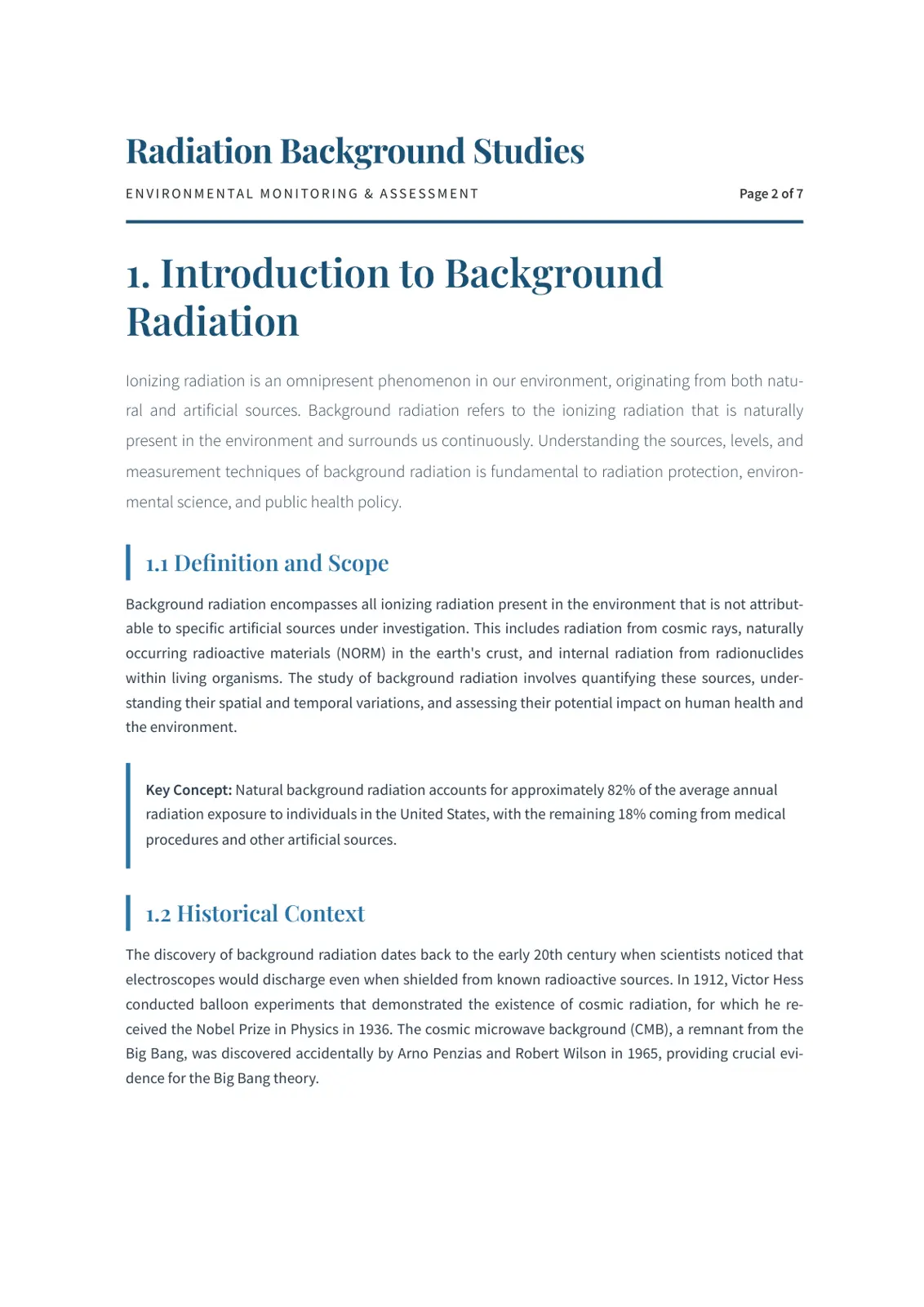 غلاف تقرير Radiation Background Studies