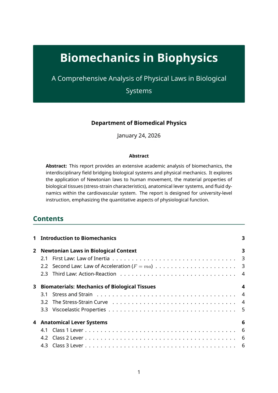 غلاف تقرير Biomechanics in Biophysics