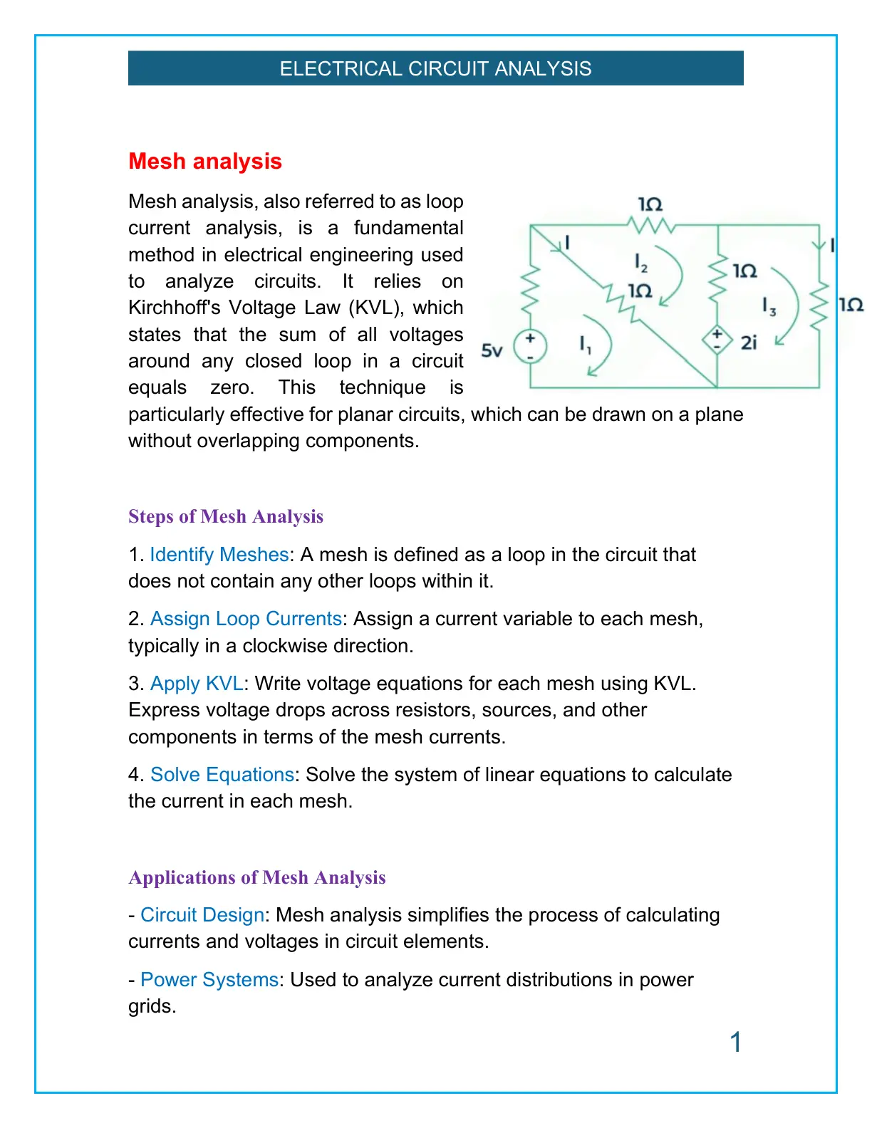 غلاف تقرير Mesh analysis