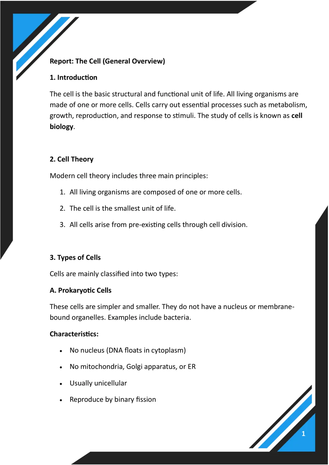غلاف تقرير Report: The Cell (General Overview)