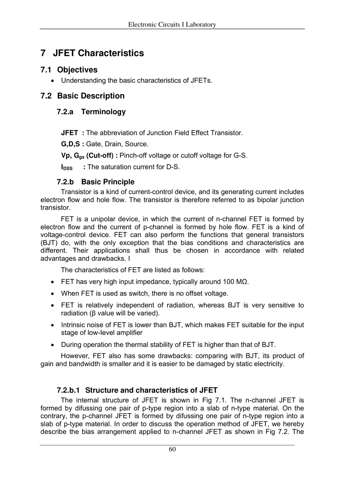 غلاف تقرير Electronic Circuits I Laboratory - JFET Characteristics