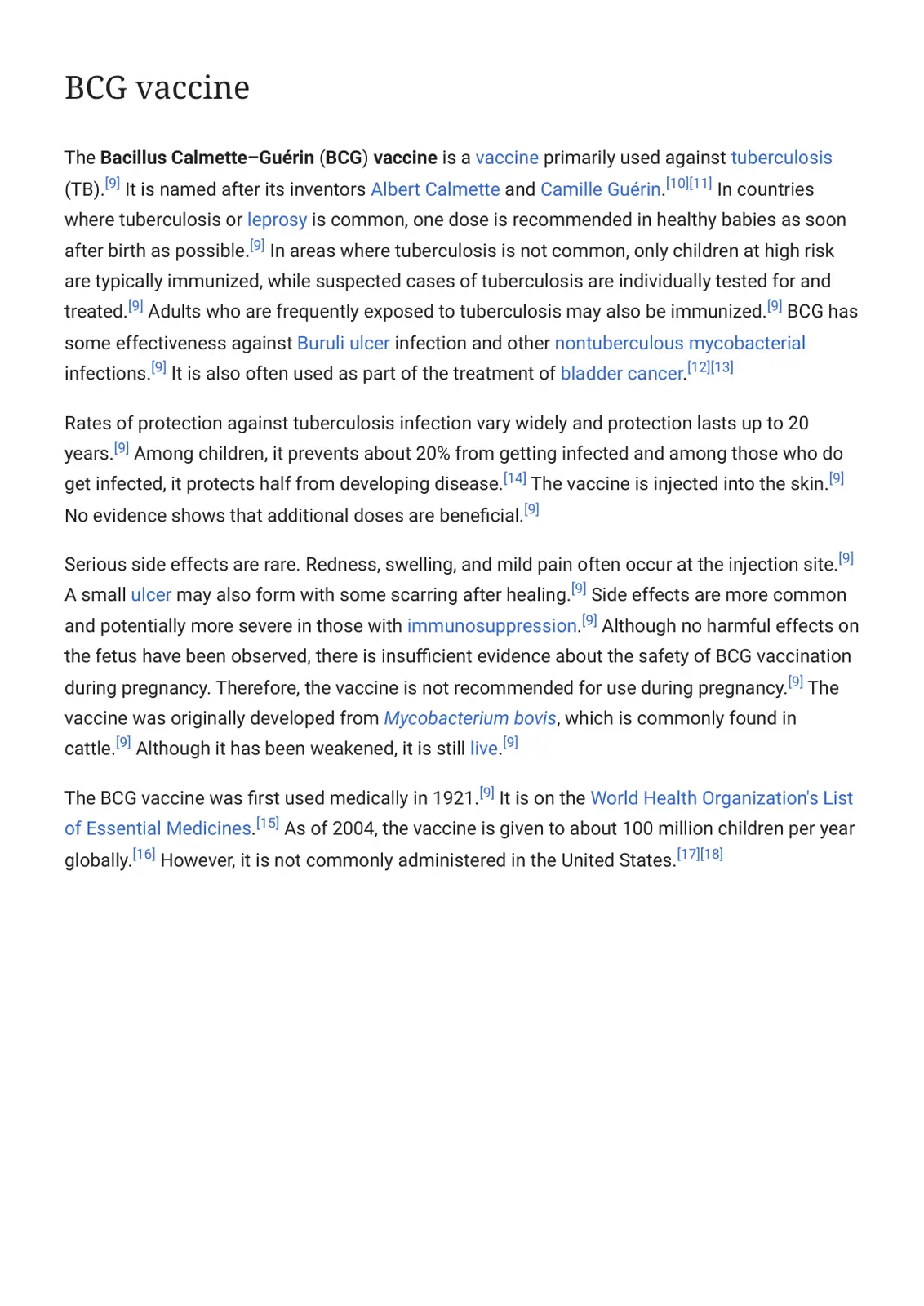 غلاف تقرير BCG vaccine