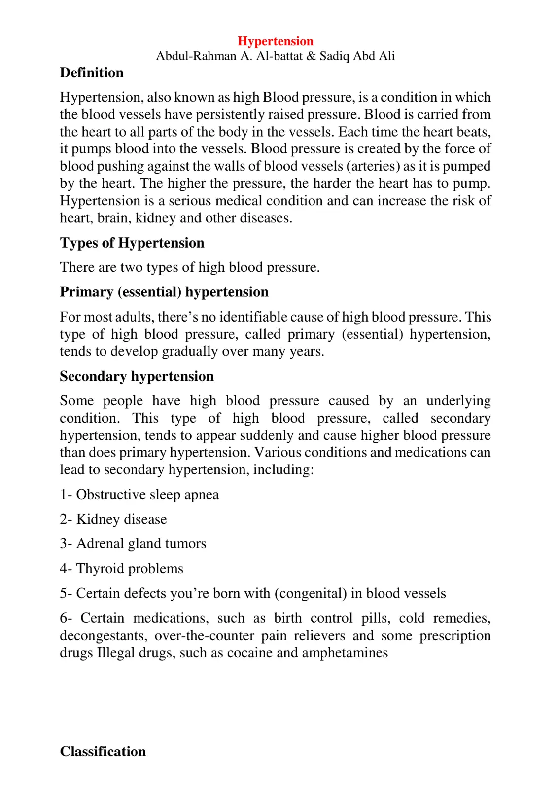 غلاف تقرير Definition - Hypertension