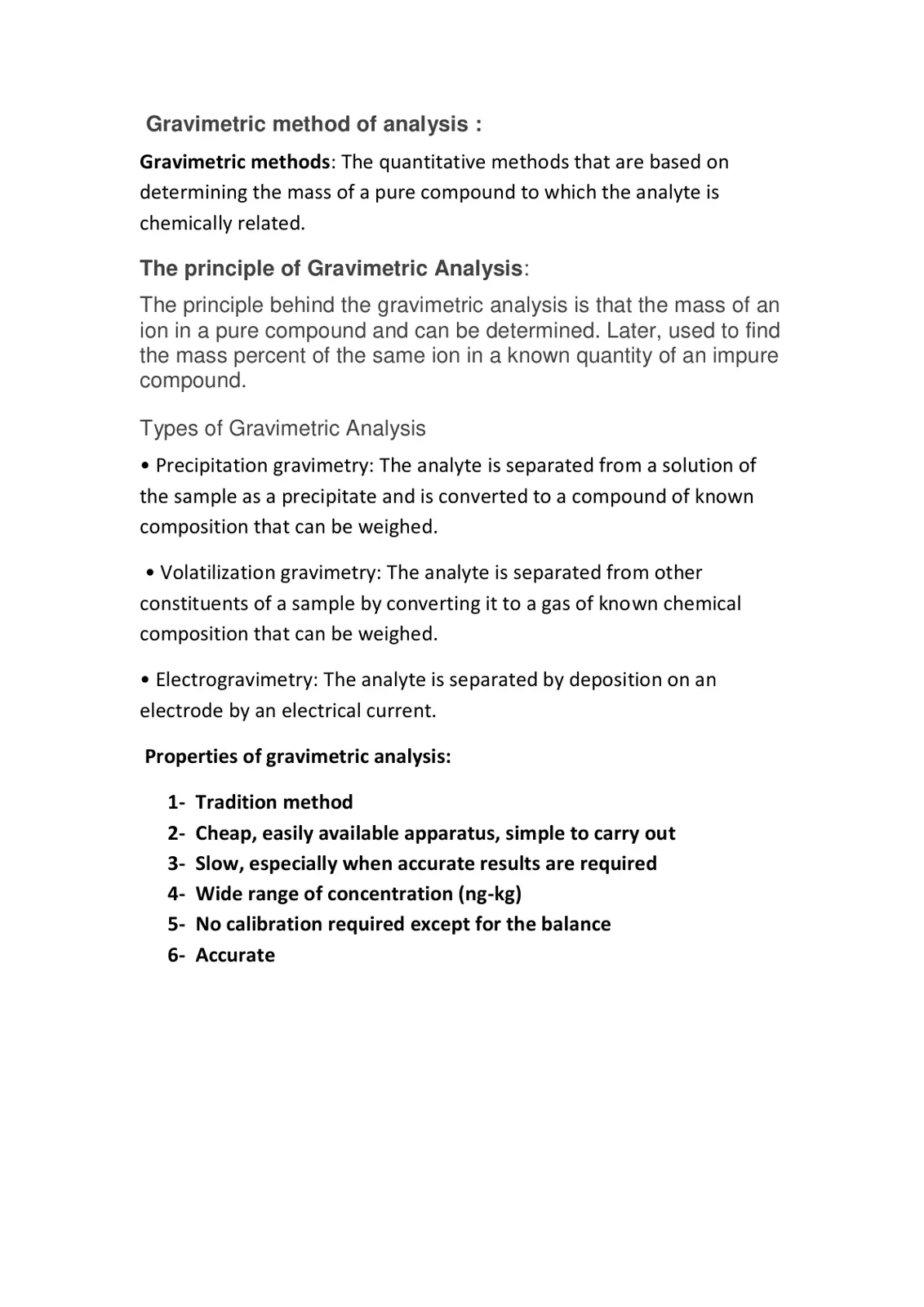 غلاف تقرير Gravimetric method of analysis