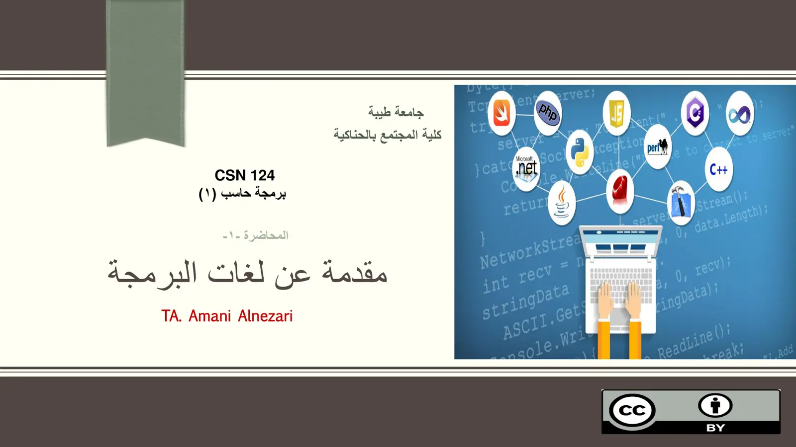 غلاف تقرير CSN 124 برمجة حاسب (1) - المحاضرة 1