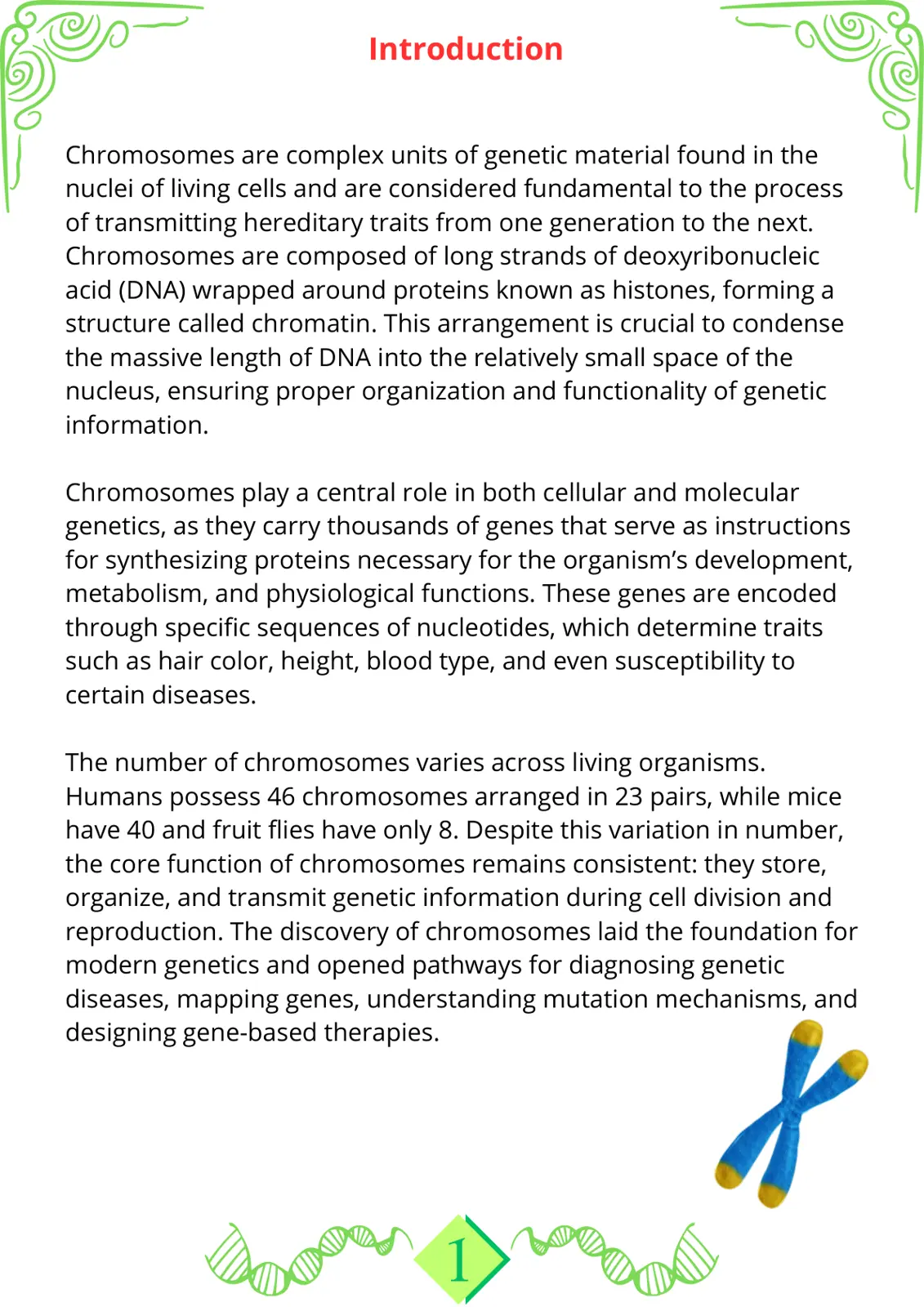 غلاف تقرير Introduction to Chromosomes