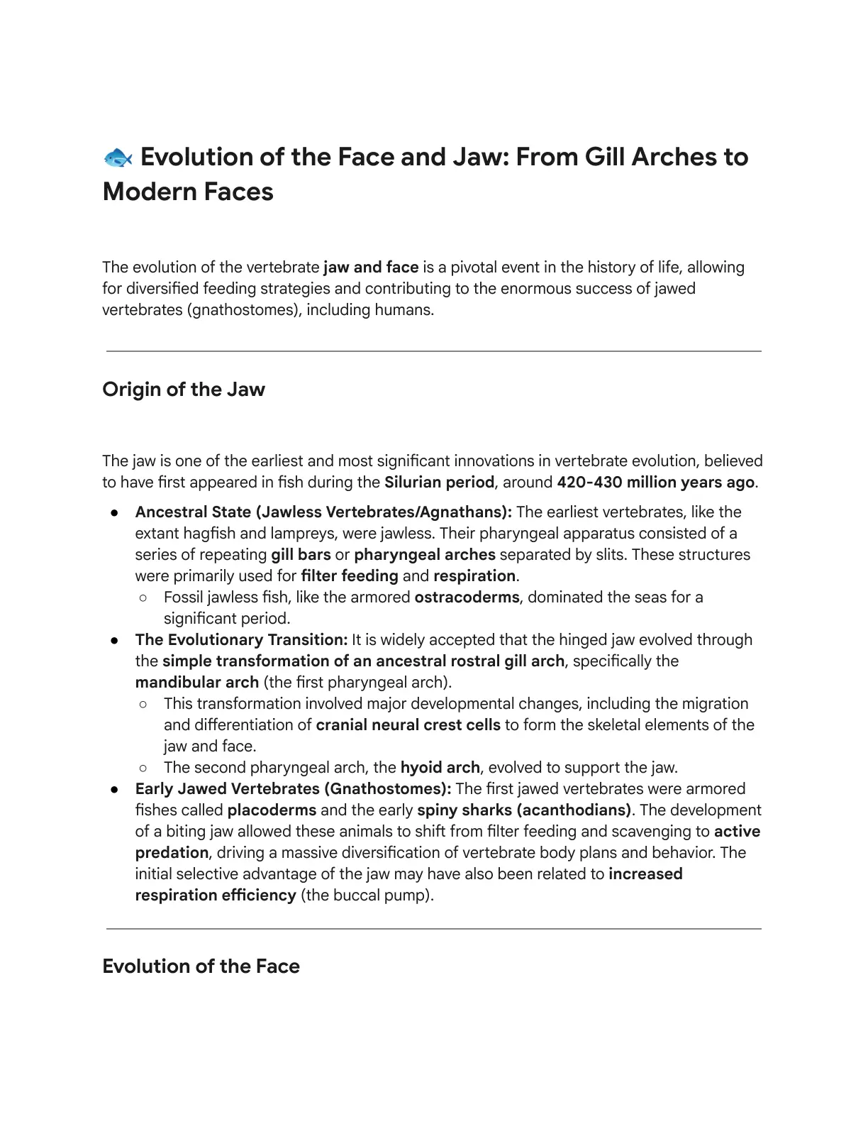 غلاف تقرير Evolution of the Face and Jaw: From Gill Arches to Modern Faces