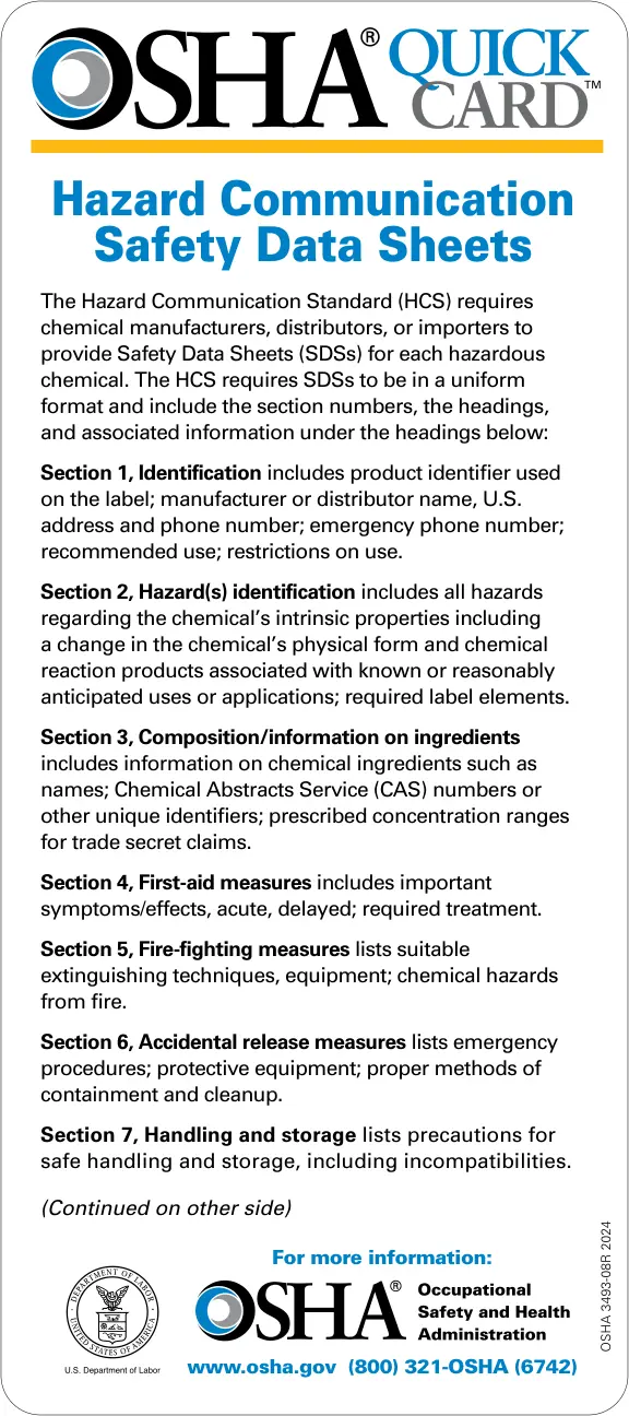 غلاف تقرير Hazard Communication Safety Data Sheets