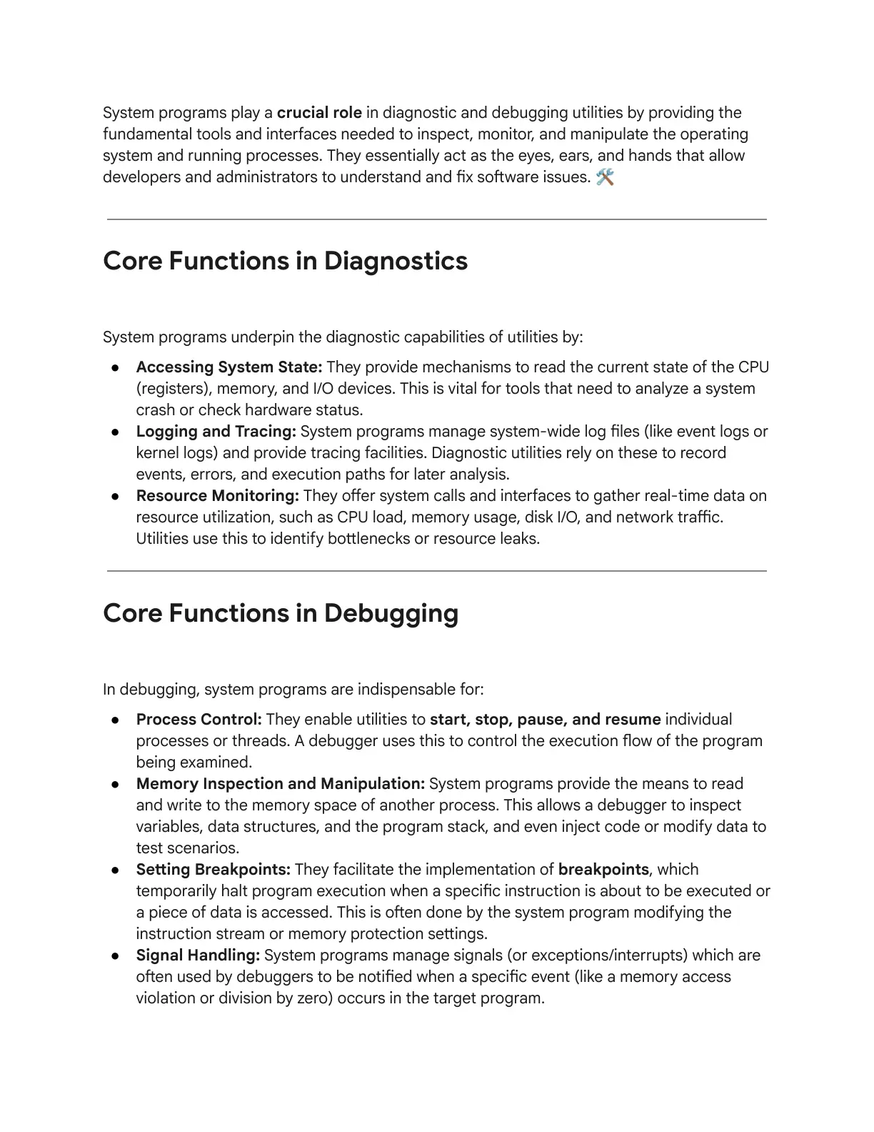 غلاف تقرير System Programs in Diagnostic and Debugging Utilities