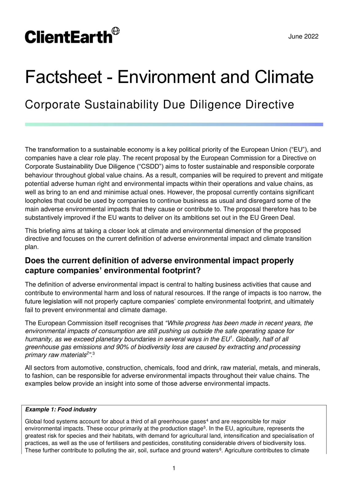 غلاف تقرير Corporate Sustainability Due Diligence Directive Factsheet