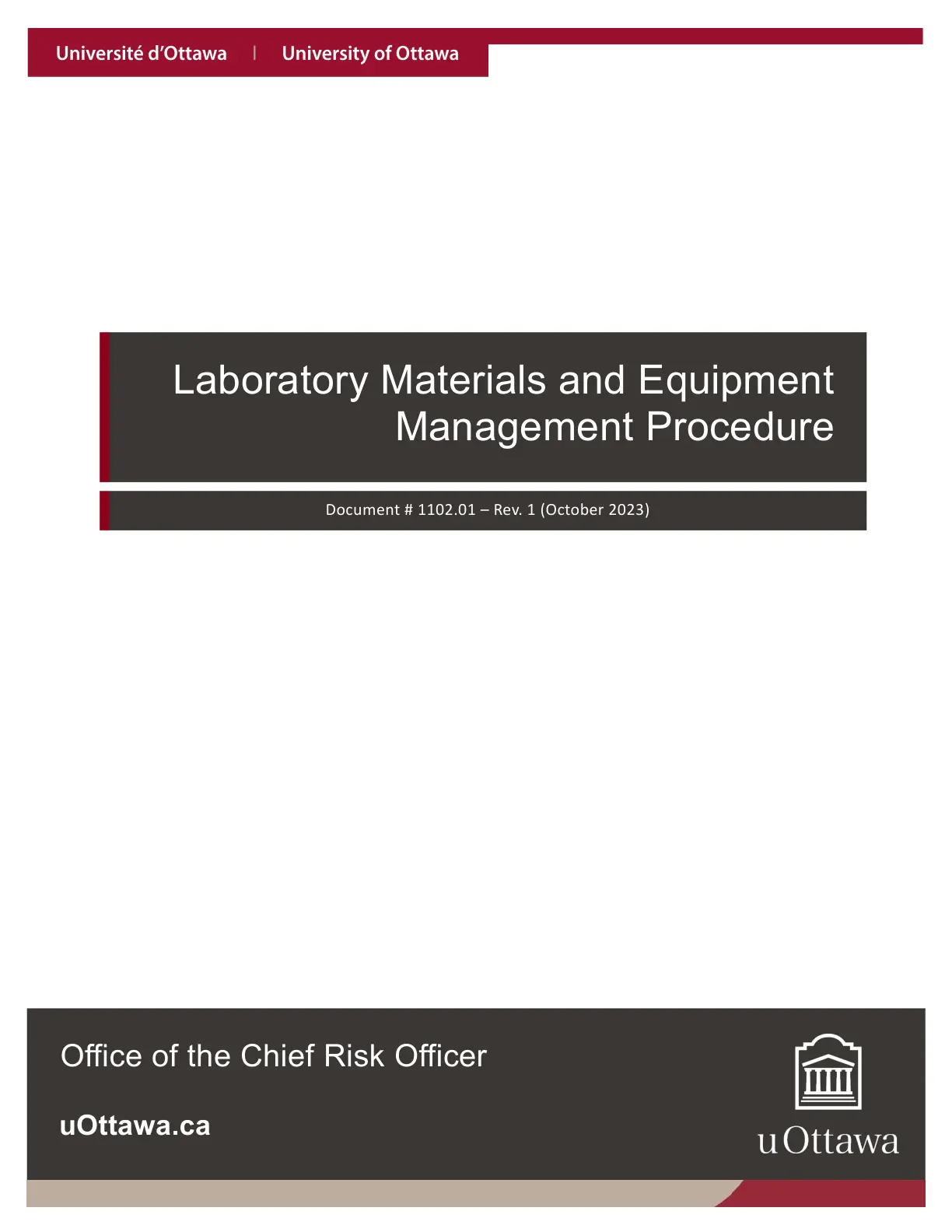 غلاف تقرير Laboratory Materials and Equipment Management Procedure - University of Ottawa