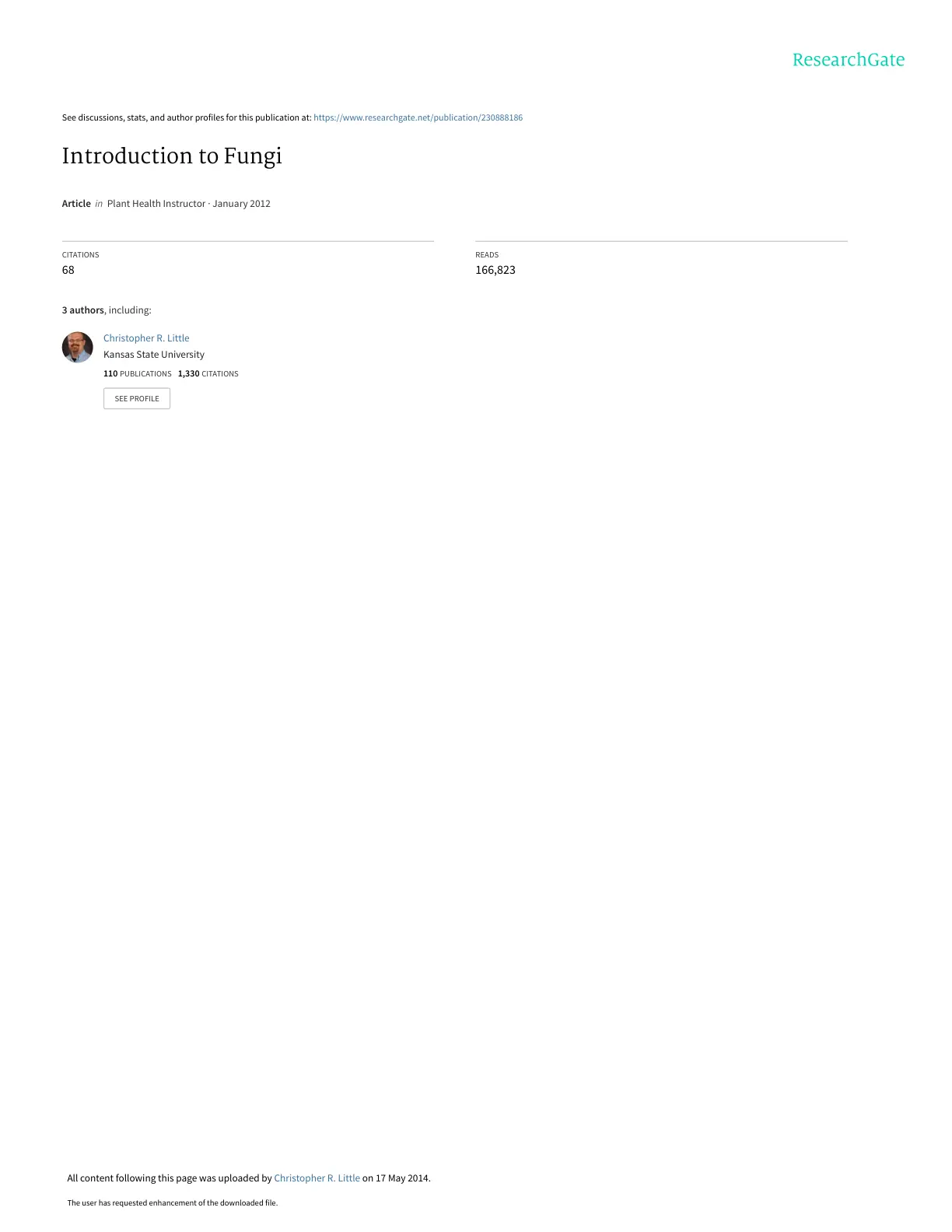 غلاف تقرير Introduction to Fungi