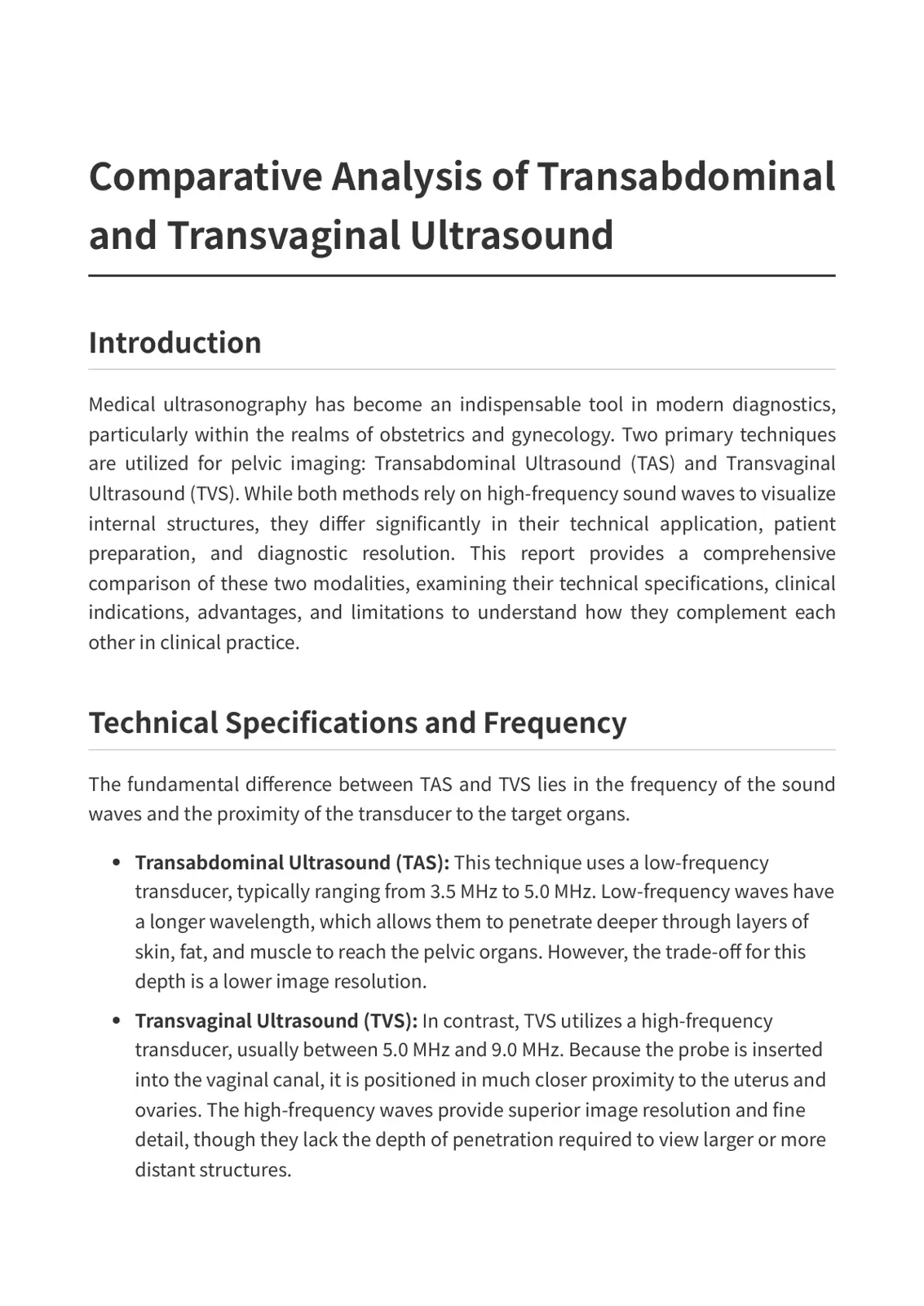 غلاف تقرير Comparative Analysis of Transabdominal and Transvaginal Ultrasound