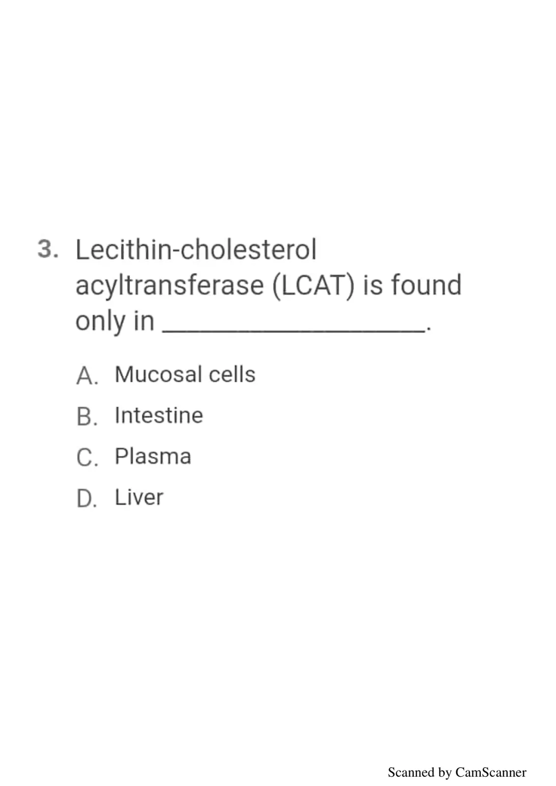 غلاف تقرير Lecithin-cholesterol acyltransferase (LCAT) Quiz Question