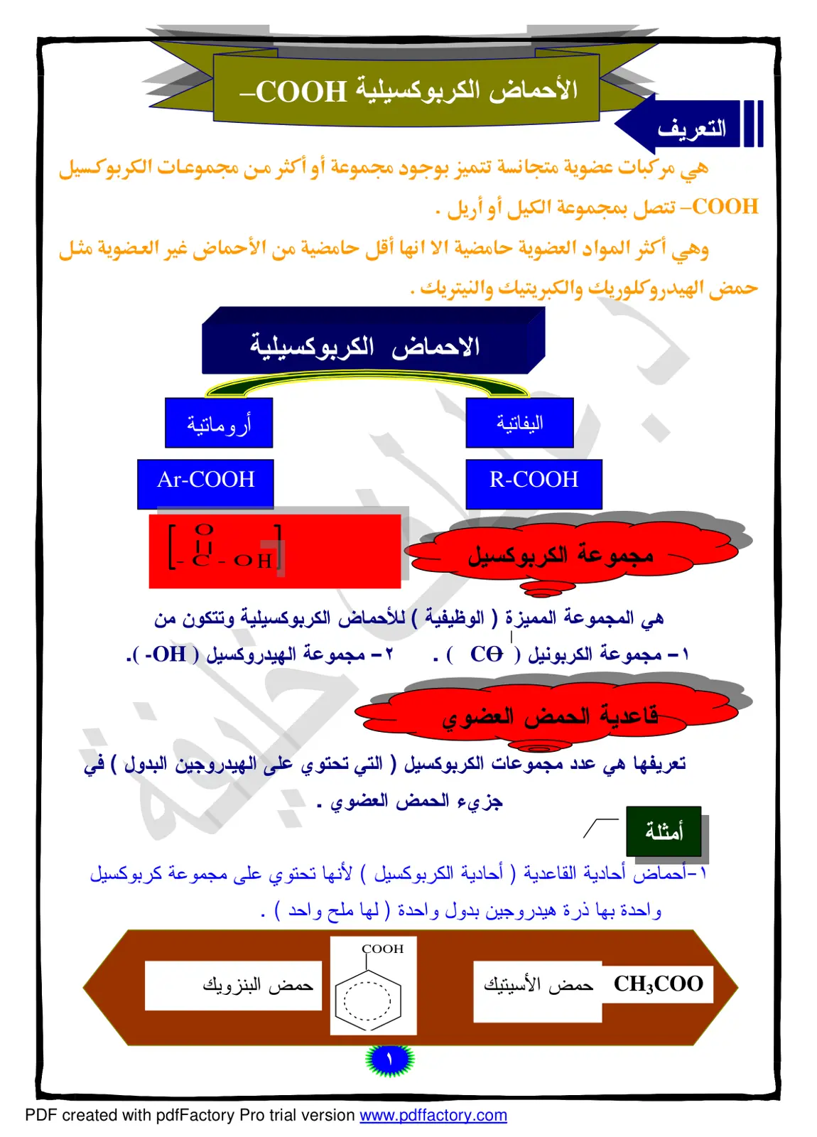غلاف تقرير الأحماض الكربوكسيلية