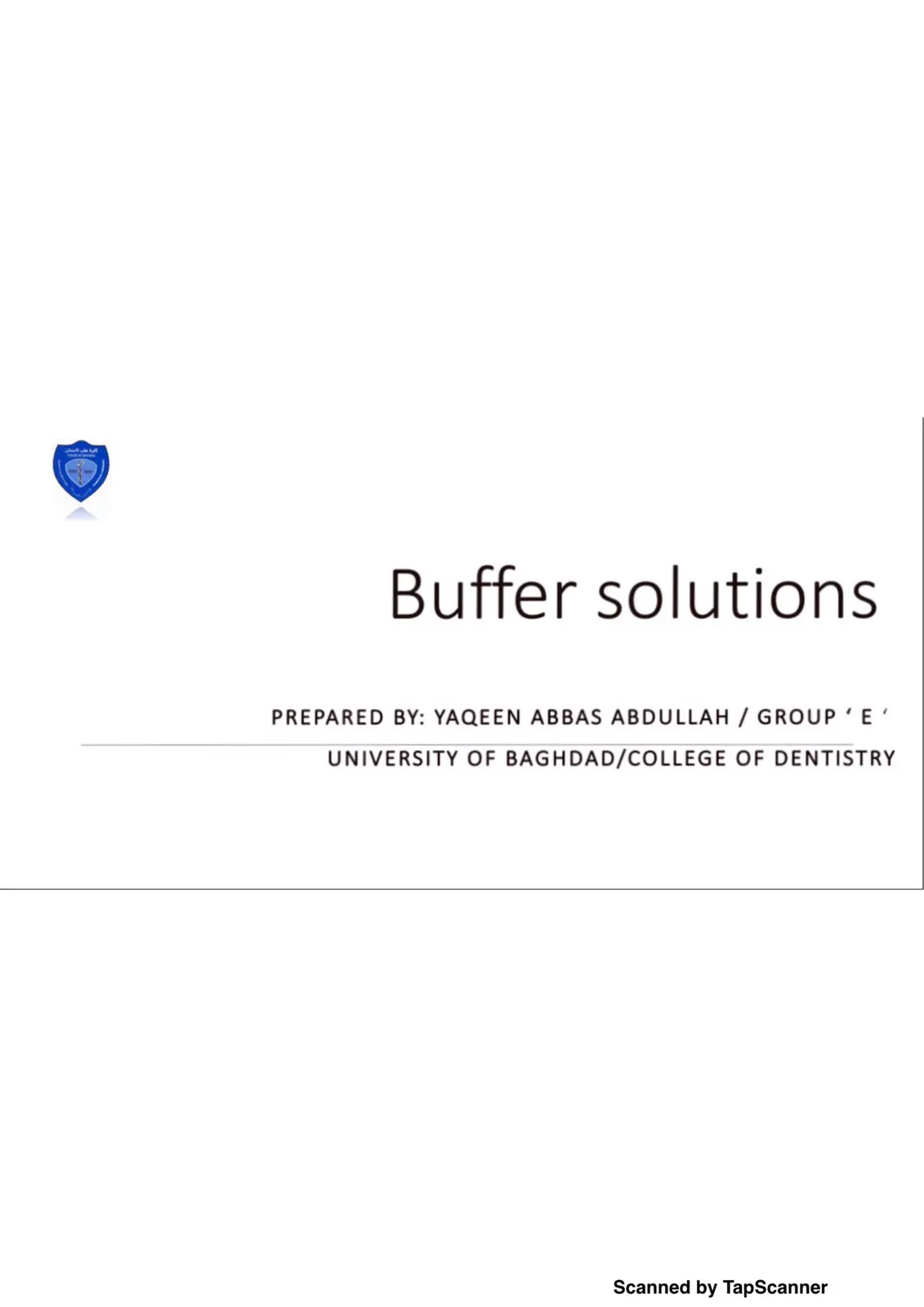 غلاف تقرير Buffer solutions