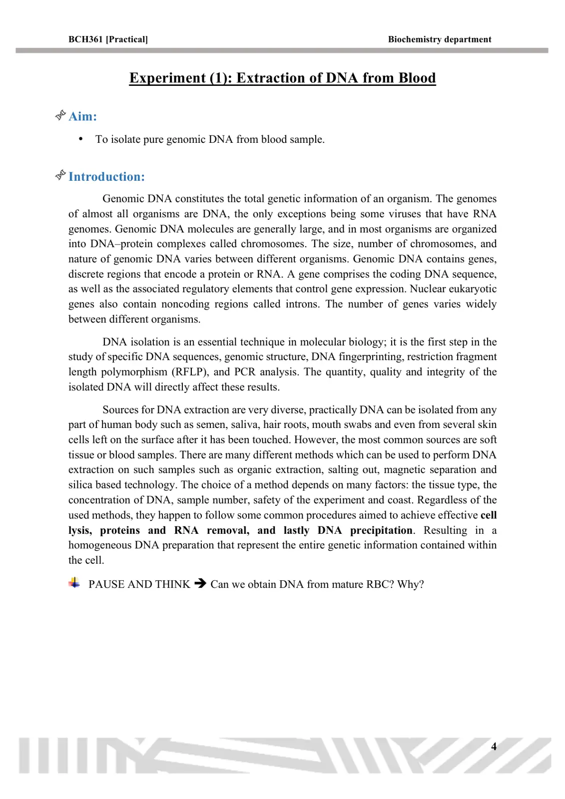 غلاف تقرير Extraction of DNA from Blood