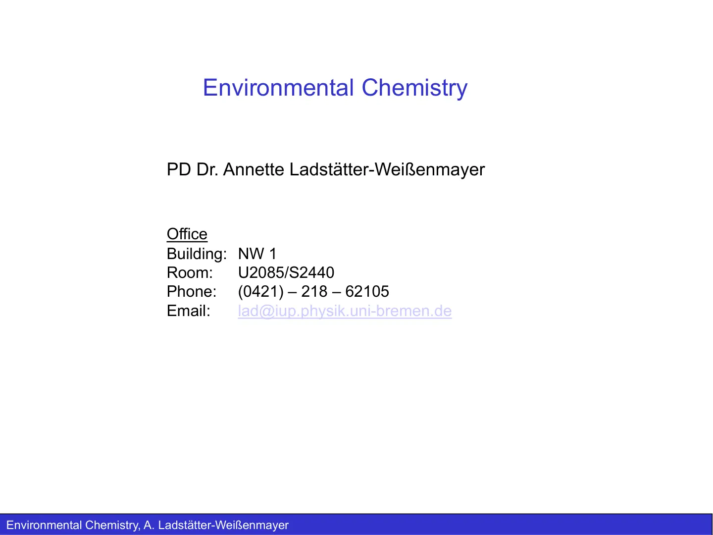 غلاف تقرير Environmental Chemistry