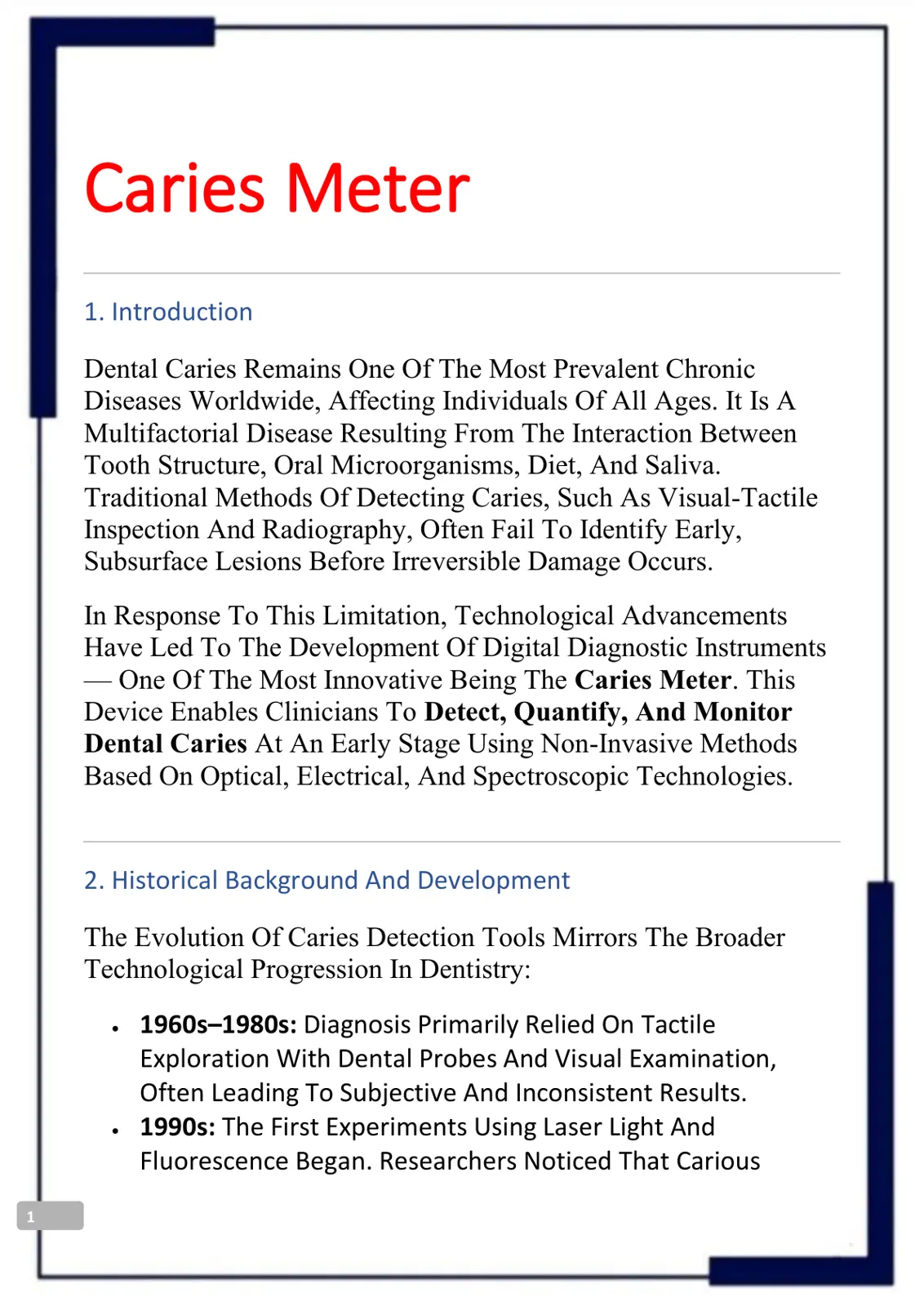 غلاف تقرير Caries Meter