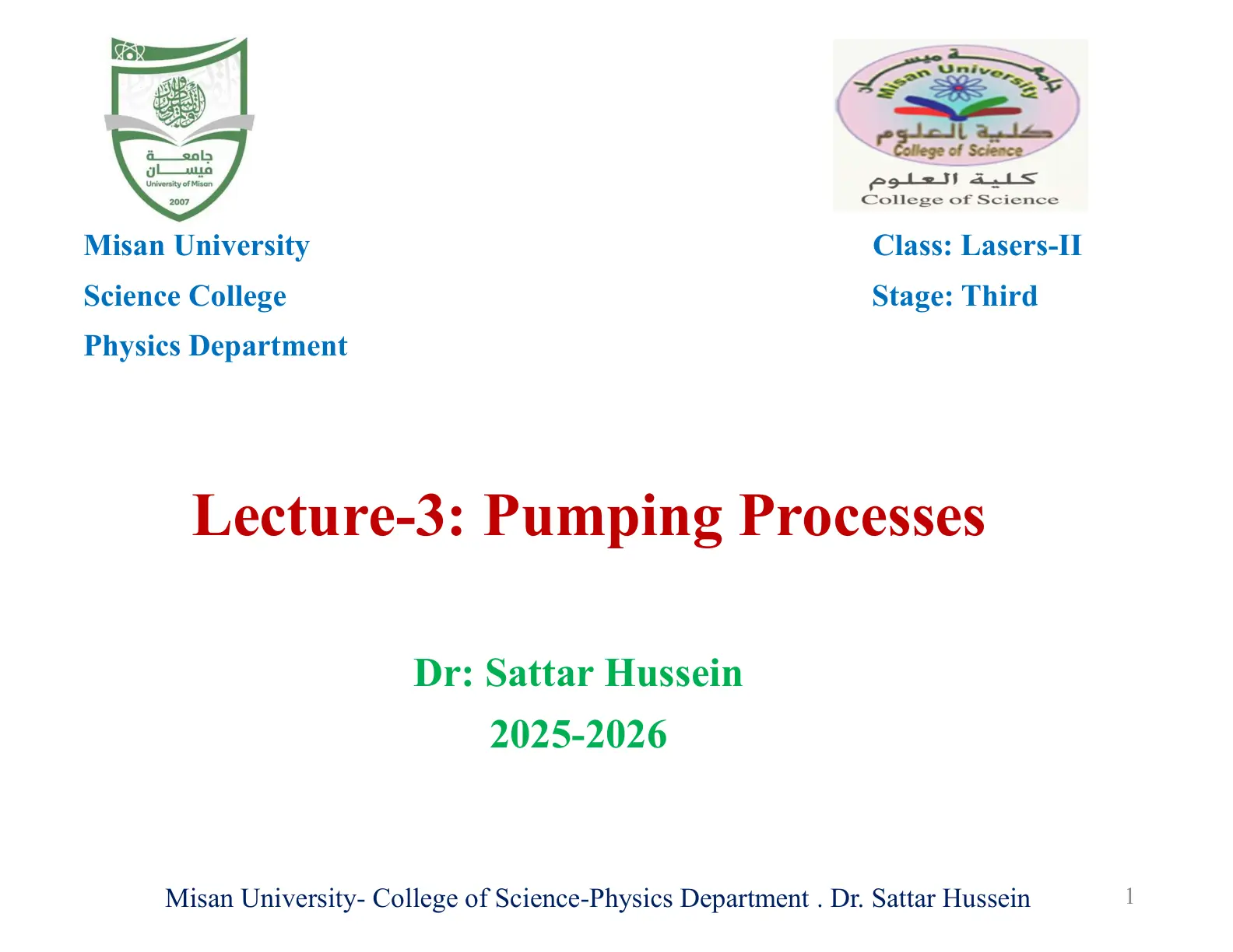 غلاف تقرير Lecture-3: Pumping Processes
