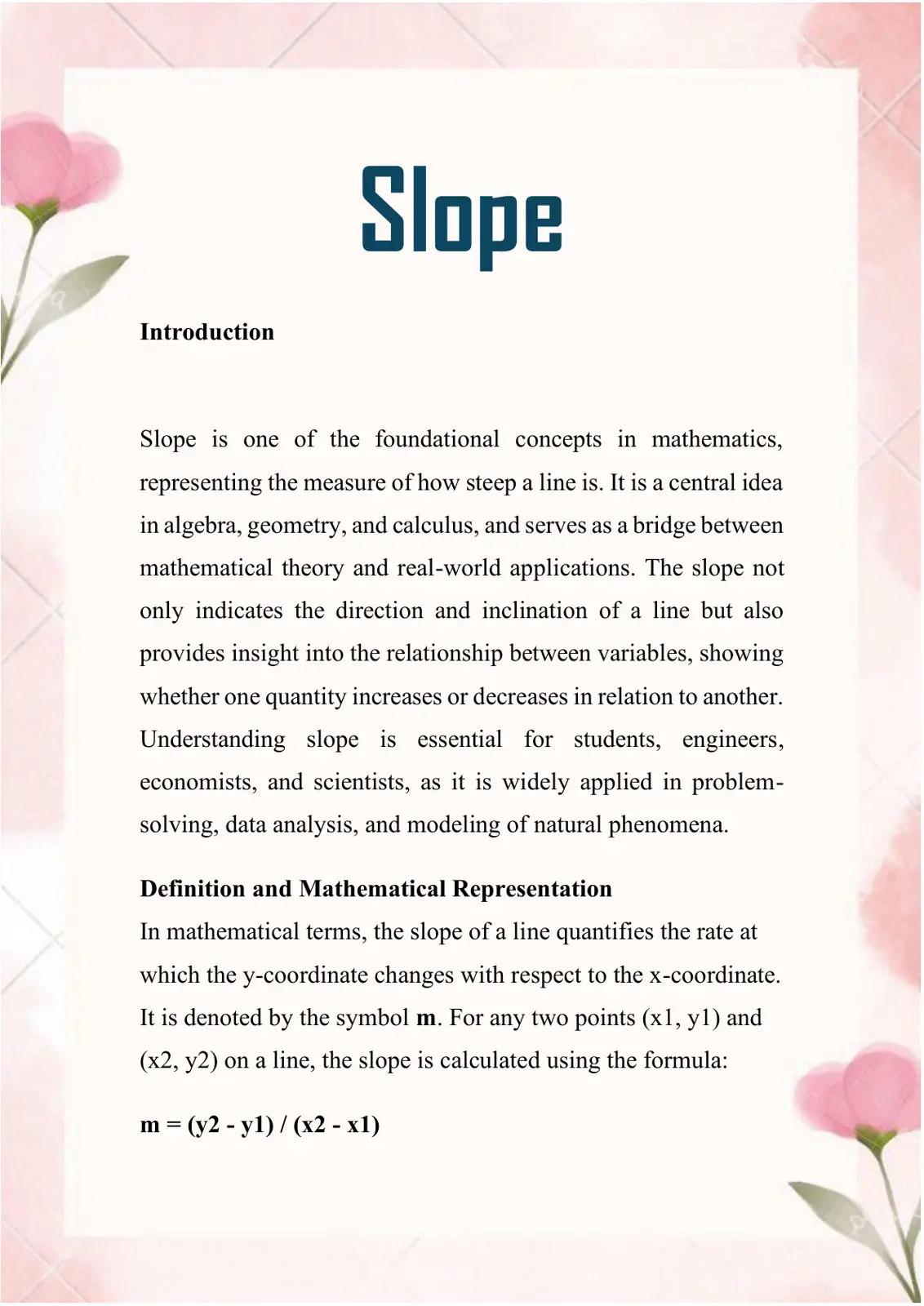 غلاف تقرير Introduction - Slope