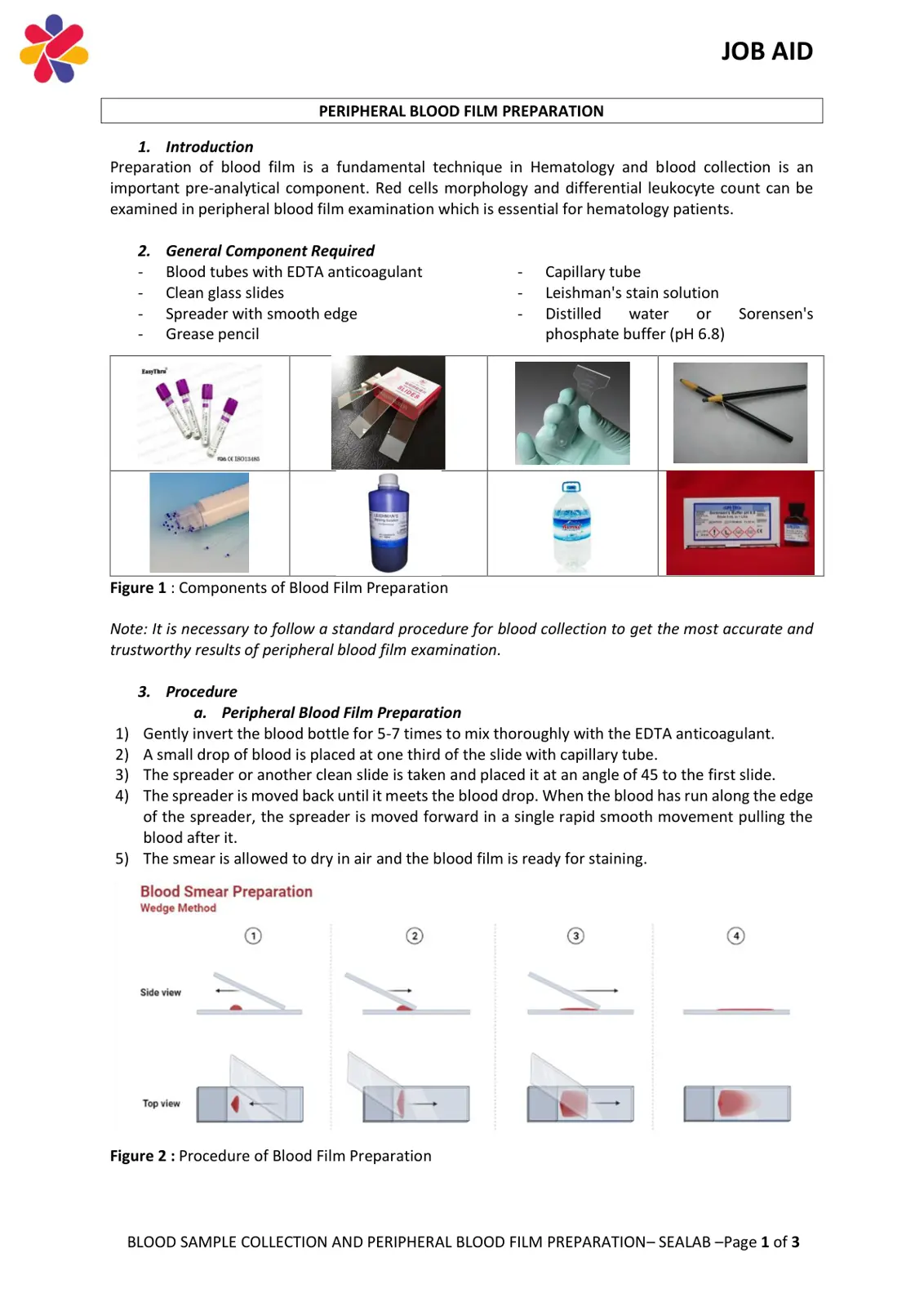 غلاف تقرير PERIPHERAL BLOOD FILM PREPARATION - JOB AID