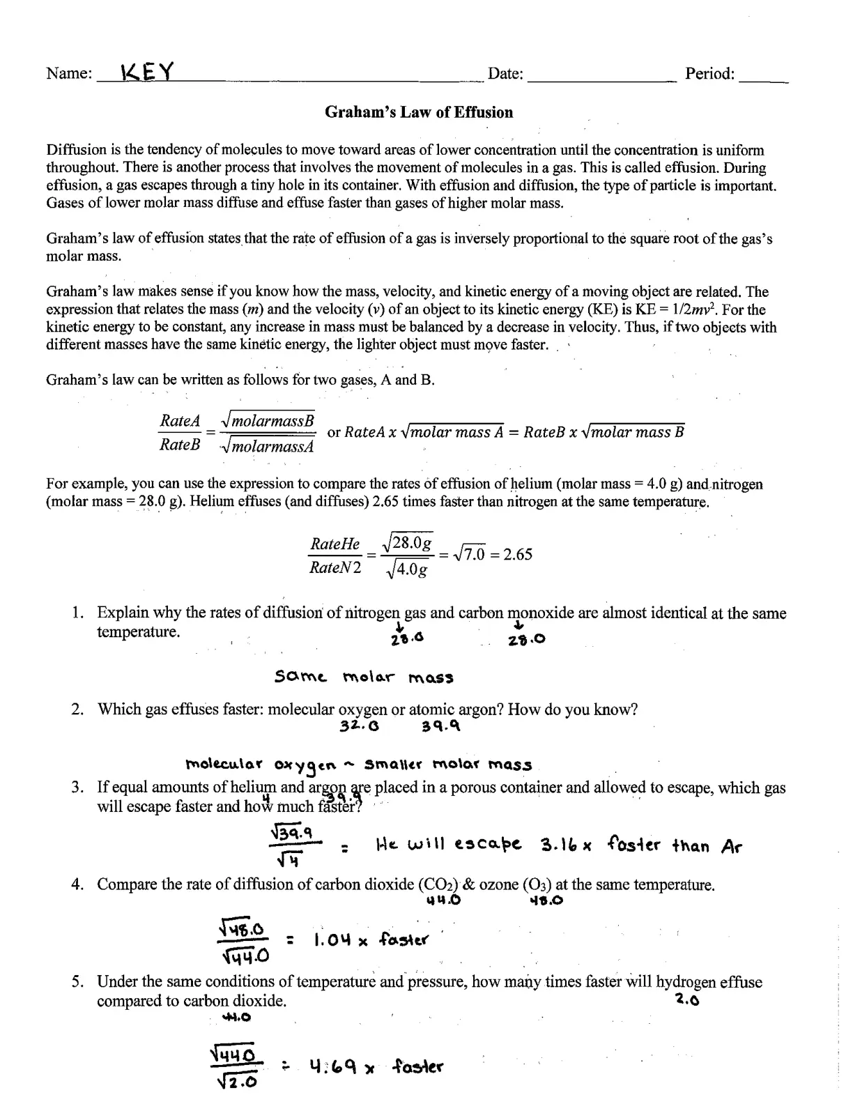 غلاف تقرير Graham's Law of Effusion