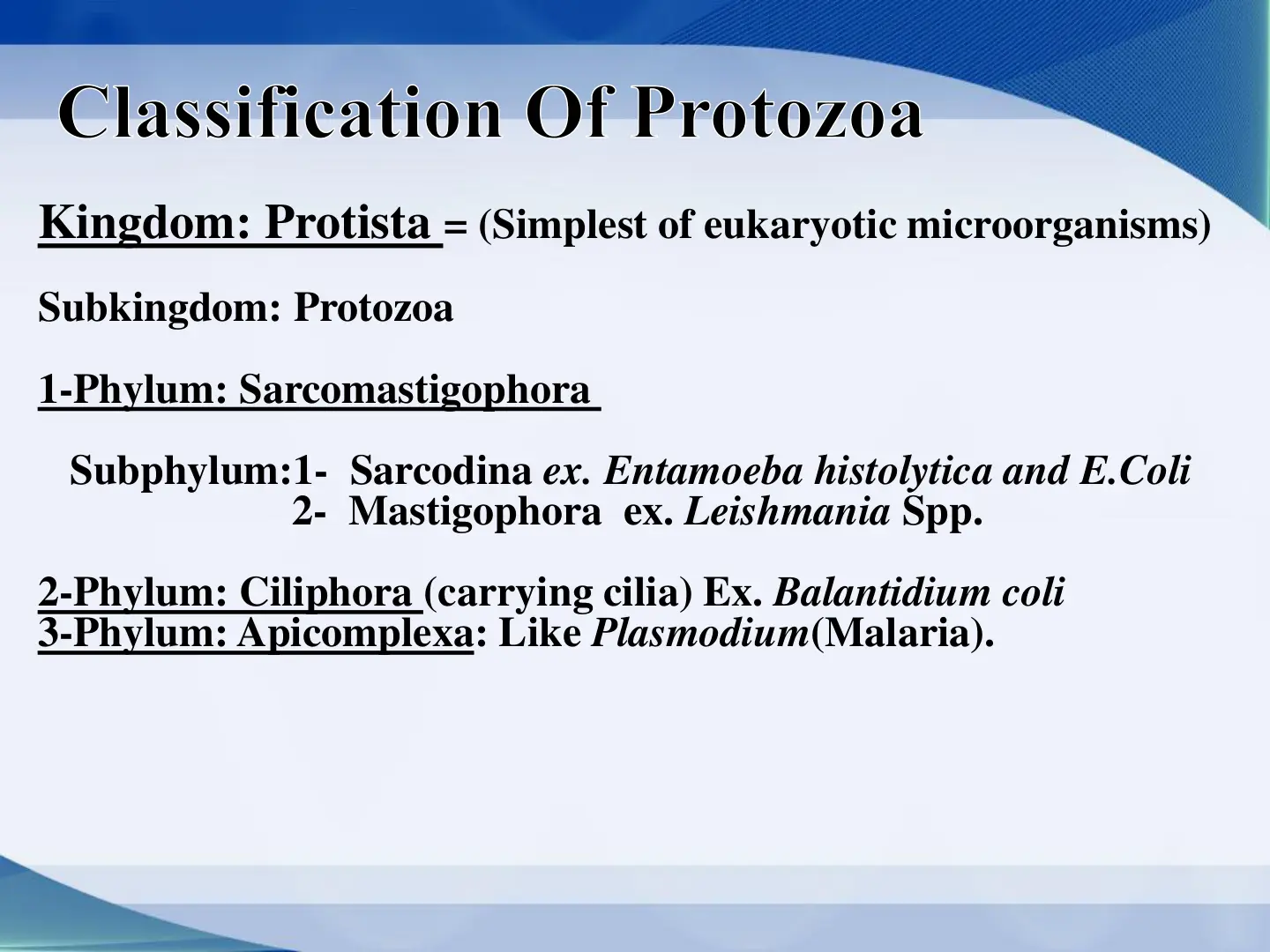 غلاف تقرير Classification Of Protozoa