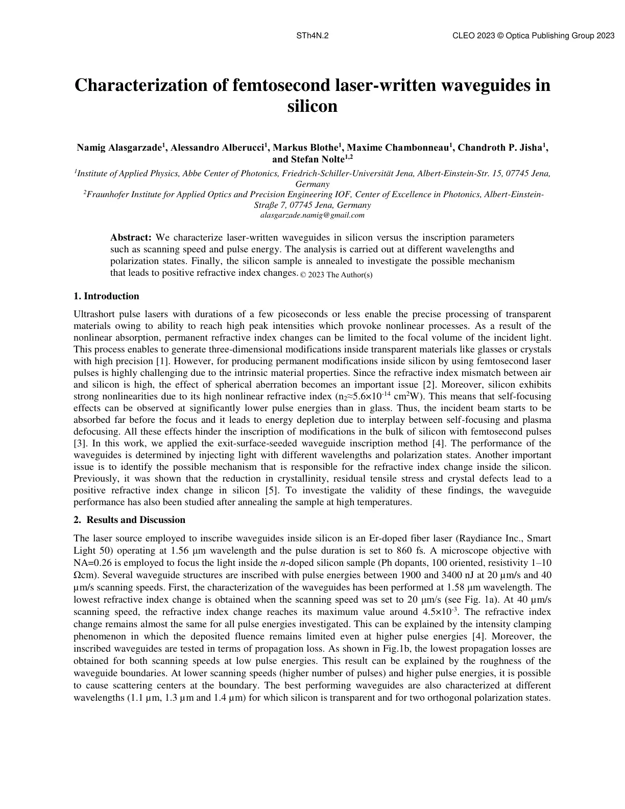غلاف تقرير Characterization of femtosecond laser-written waveguides in silicon