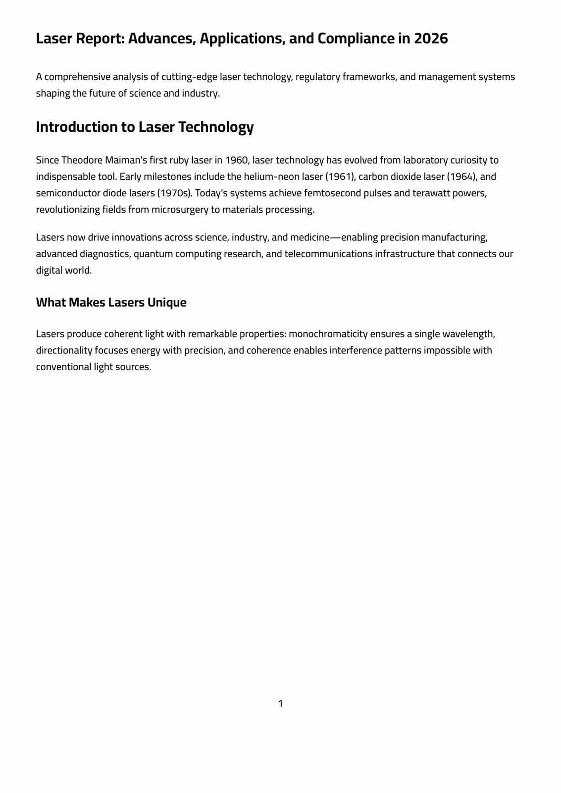 غلاف تقرير Laser Report: Advances, Applications, and Compliance in 2026