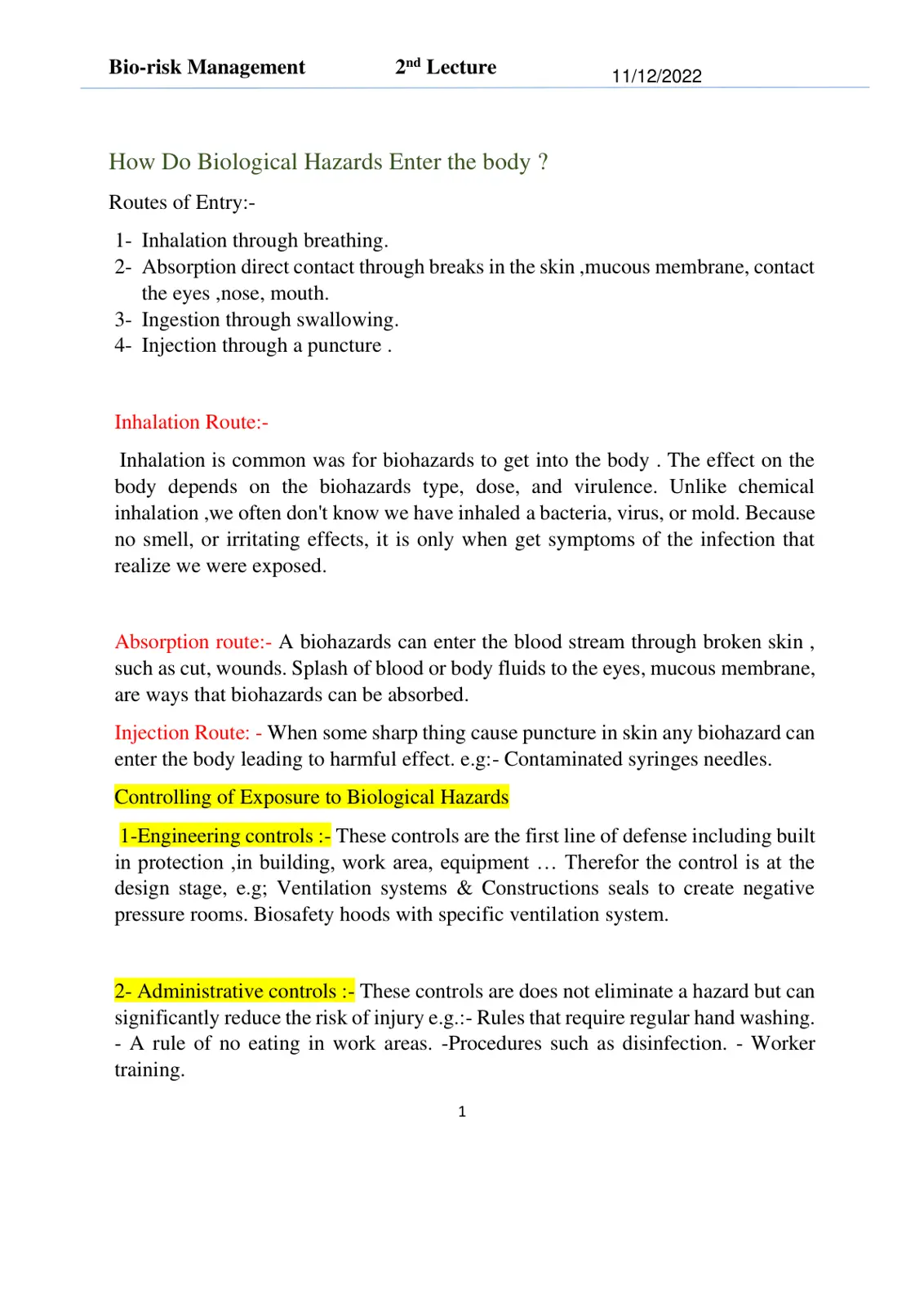غلاف تقرير Bio-risk Management