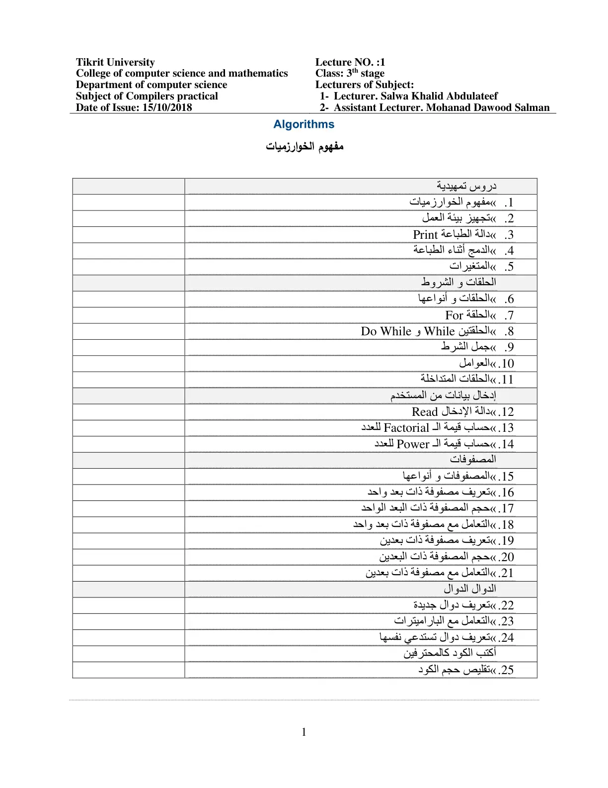 غلاف تقرير Compilers Practical - Algorithms