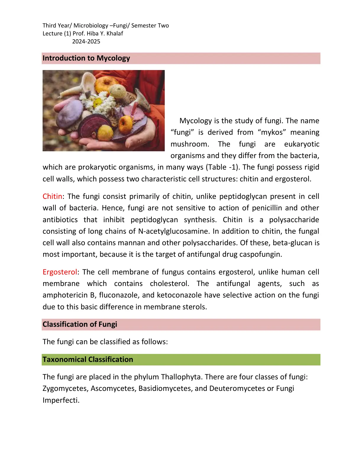 غلاف تقرير Introduction to Mycology