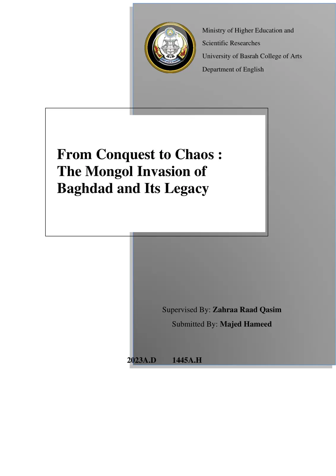 غلاف تقرير From Conquest to Chaos: The Mongol Invasion of Baghdad and Its Legacy